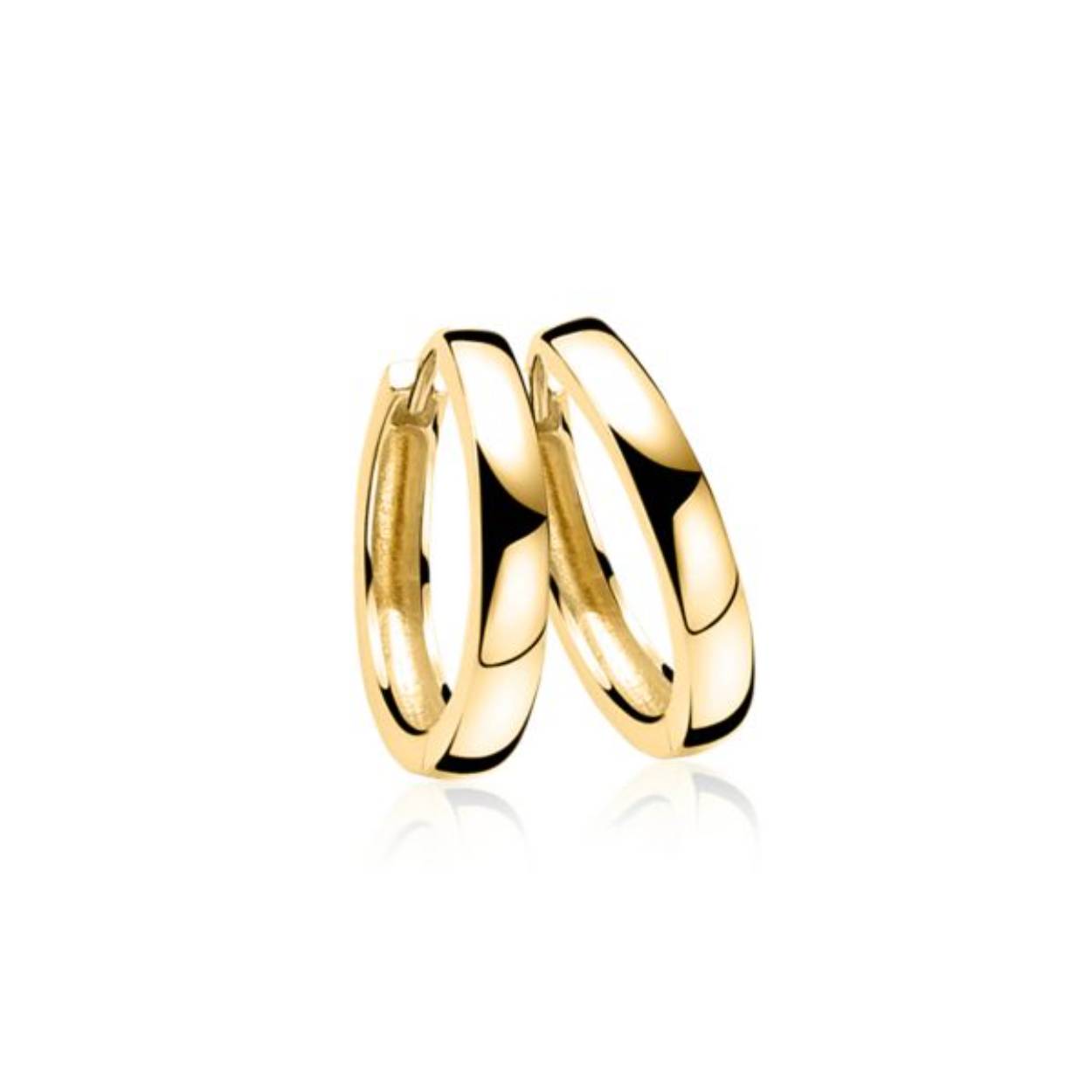 20mm ZINZI gold plated zilveren oorringen met witte zirconia's en luxe klapsluiting, buisdikte 3mm ZIO190Y