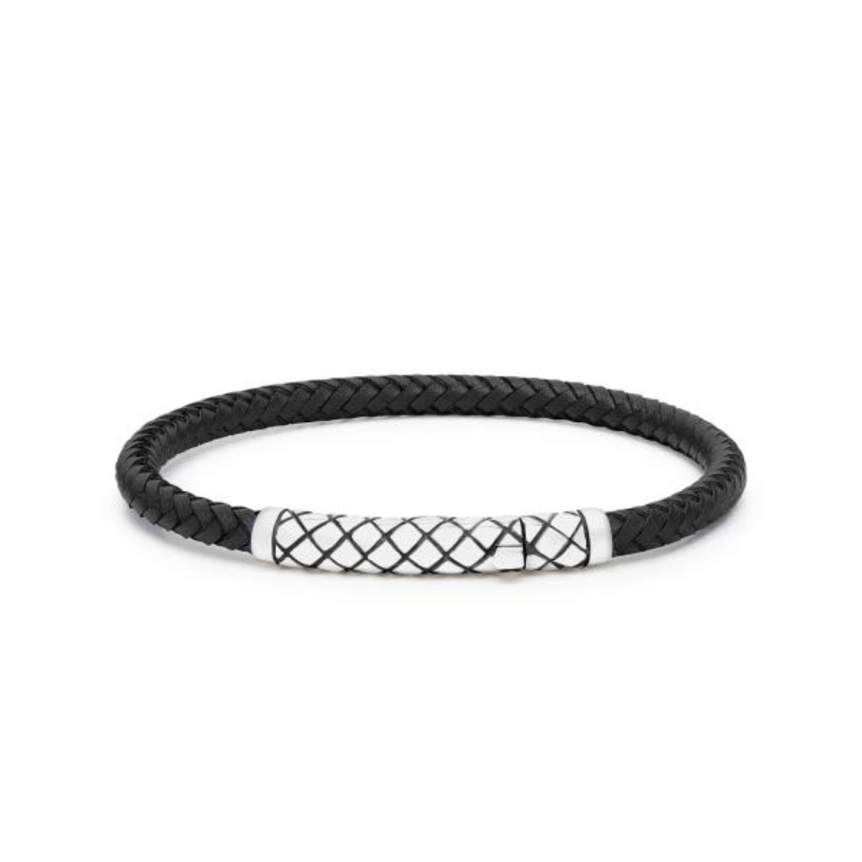 Silk Jewellery Armband Zwart Leer/Zilver 437BLK.20