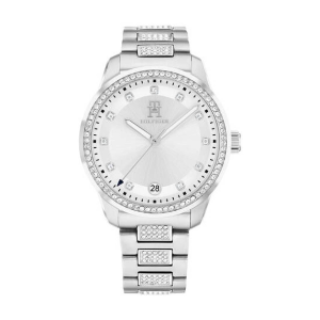Tommy Hilfiger TH1782757 Horloge Dames Staal Zilverkleurig 36mm
Dit specifieke horloge van Tommy Hilfiger uit de TH85 serie met artikelnr: TH1782757 is een chique horloge die zeker in je collectie past. Het stalen dameshorloge heeft een ronde zilverkleurige kast met een bezel vol gezet met kristallen. Op de zilverwitte sunray wijzerplaat zijn kristallen geplaatst die de uren aanduiden voor een extra feestelijk uiterlijk. Op de zilverkleurige band zijn ook weer kristallen verwerkt. De zilverkleurige schakelband is op lengte verstelbaar en heeft een vouwsluiting. Het horloge heeft een datumaanduiding, mineraalglas, een doorsnee van 36mm en is 5ATM.  

Het merk:
Sinds de lancering van het merk in 1985 is Tommy Hilfiger wereldwijd bekend geworden als pionier van de klassieke Amerikaanse coole stijl. Geïnspireerd door de iconische popcultuur en het Amerikaanse erfgoed. De dames en herencollectie van dit seizoen bestaan uit minimalistische silhouetten en rustieke lederen details. De herenhorlogecollectie biedt iconische uurwerken met roestvrijstalen, lederen en siliconen banden.

Specificaties:
- Mineraalglas
- Ronde kast 36mm
- Kristallen bezel
- Zilverkleurige horlogekast
- Zilverwitte wijzerplaat
- Zilverkleurige schakelband
- Kristallen 
- 5ATM