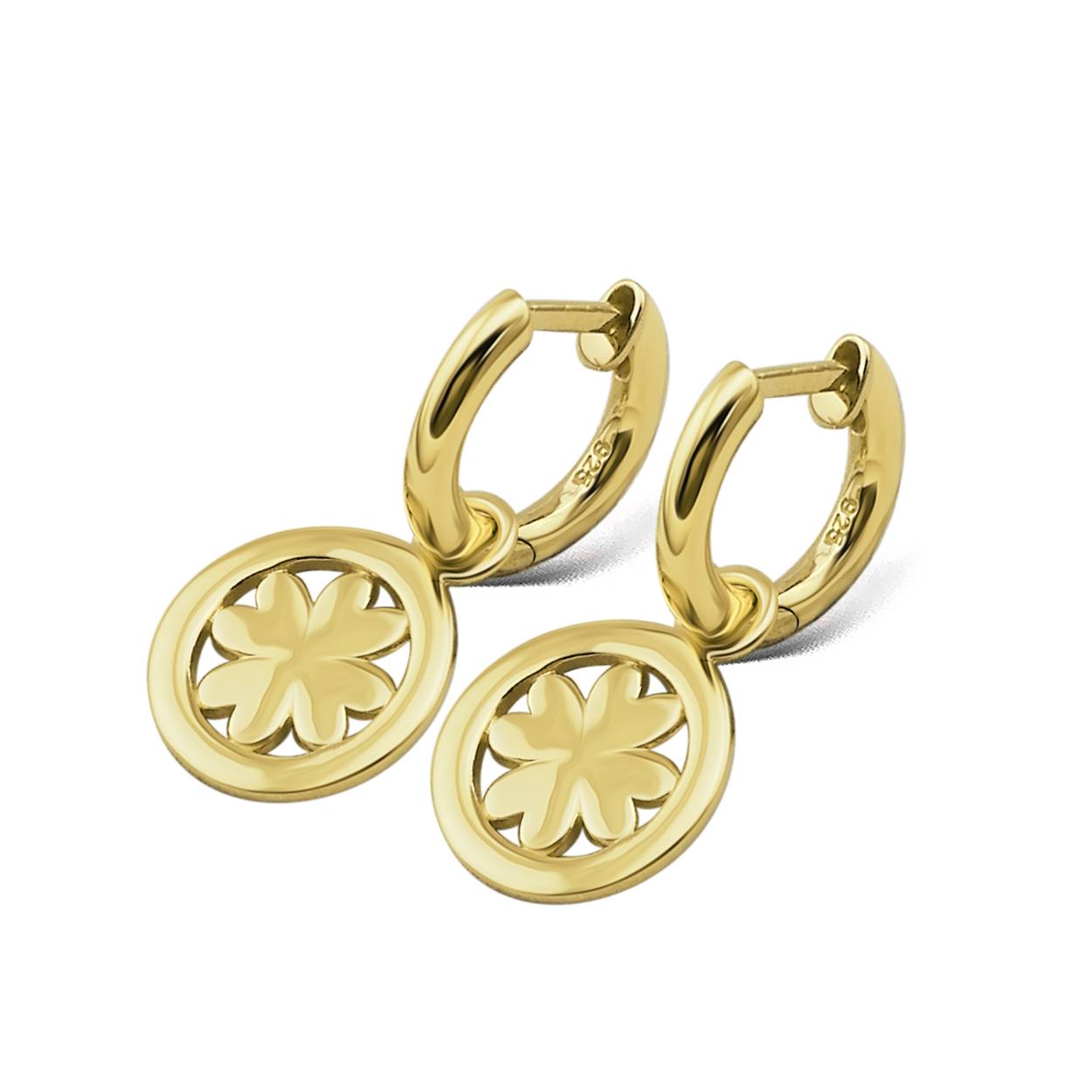 Scoor nu snel deze leuke oorringen met klavertje 4 van Jwls4u! Erg leuk als 2e of 3e oorbel. Kijk voor leuke combinaties met studs en oorhangers op deze site en maak je eigen Ear party. Deze oorringen zijn gemaakt van 925 zilver en zijn verguld met 1 micron goud. Super kleurvast, dus je zal er lang plezier van hebben. 

