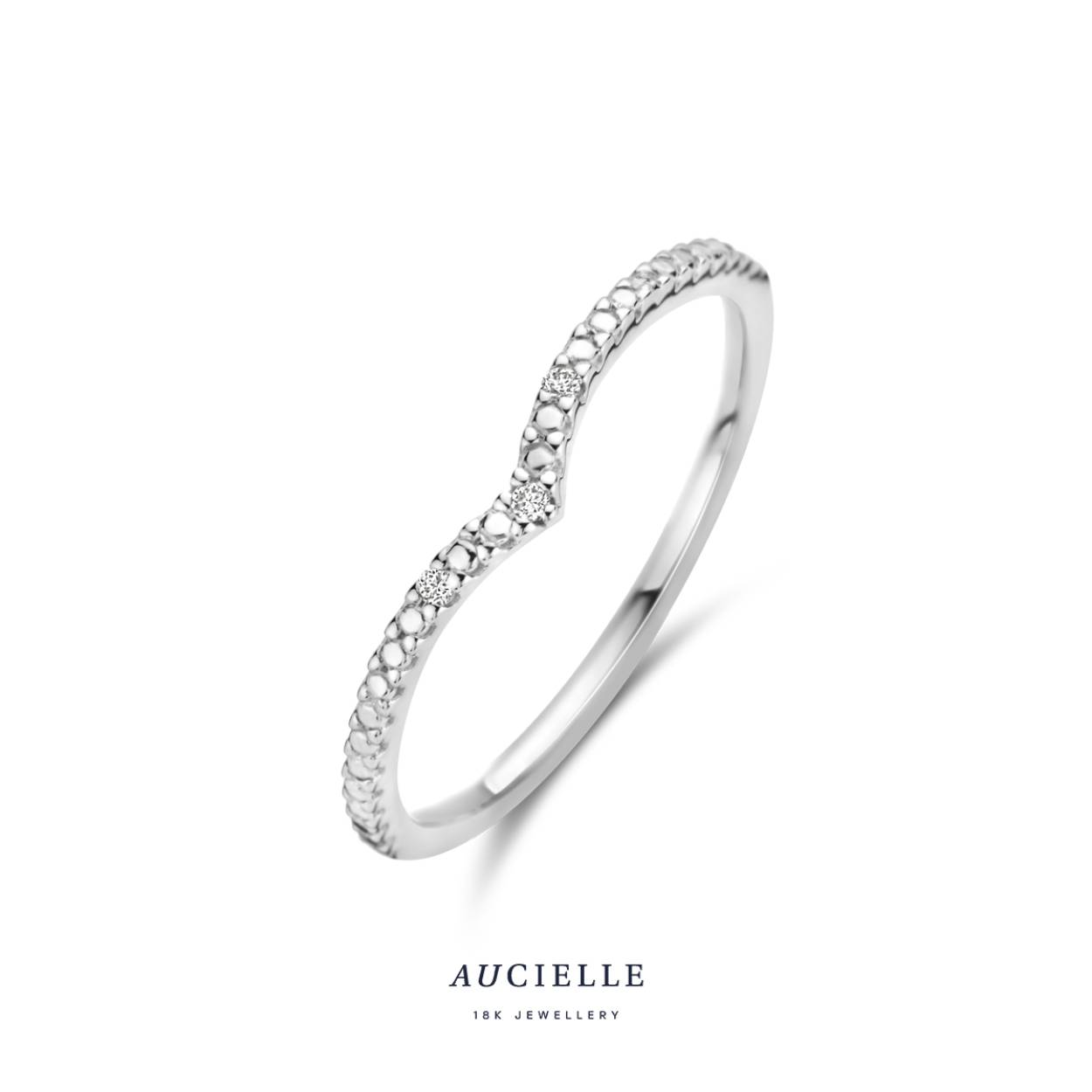 Aucielle ring wit goud 18k V, 0.015ct
