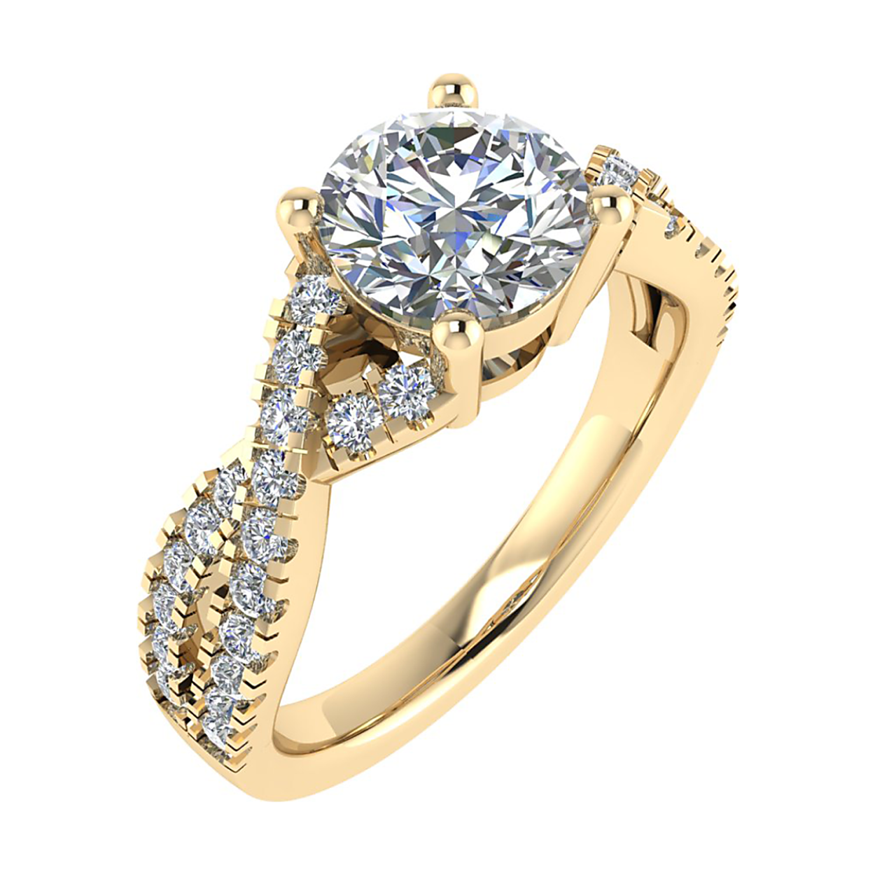 14k geelgouden lab grown diamanten ring. midden steen 1.01 caraat E kleur met VS 1 zuiverheid. 