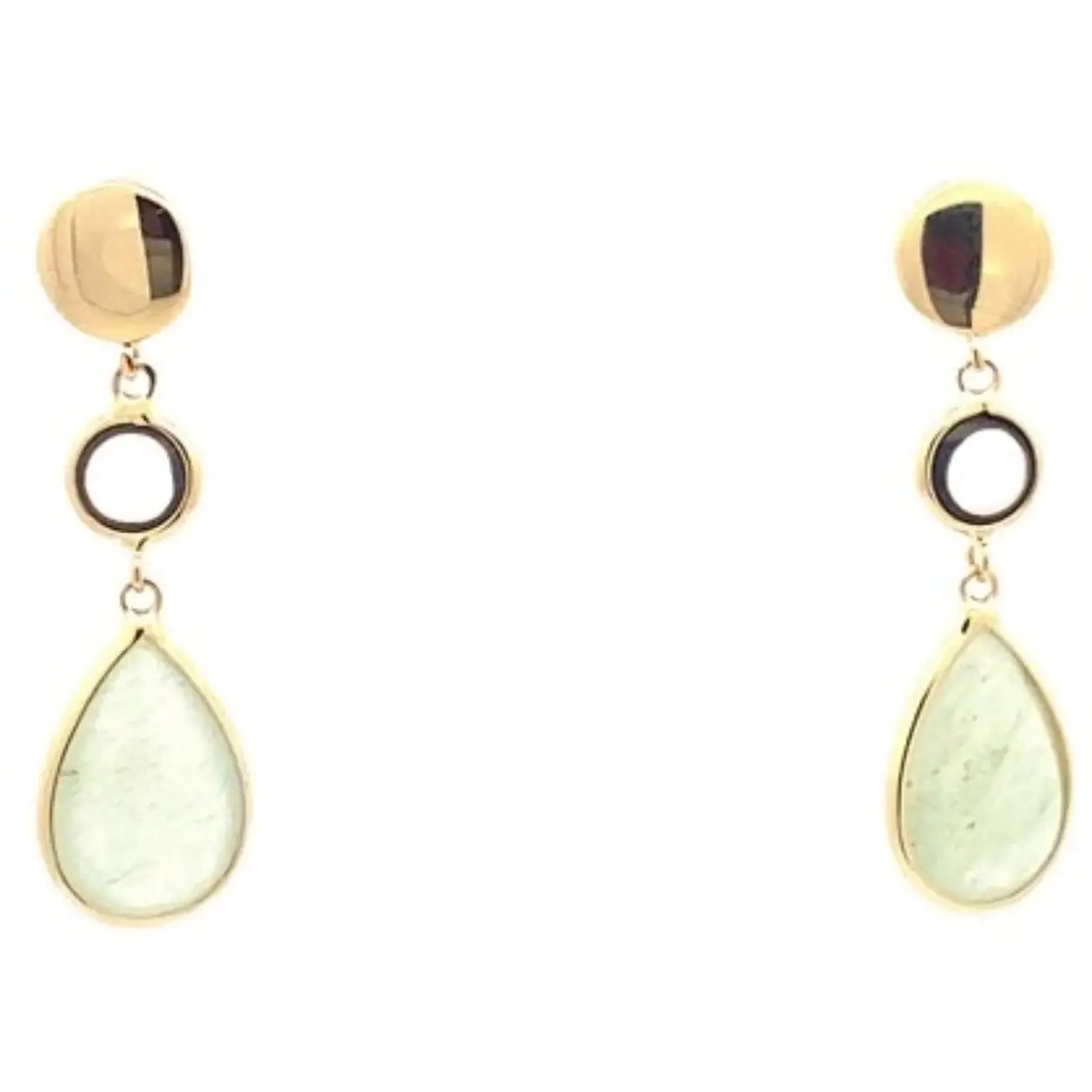 Gouden oorhangers Monzario met rook kwarts en groene aventurijn

ook leverbaar bijpassend collier 