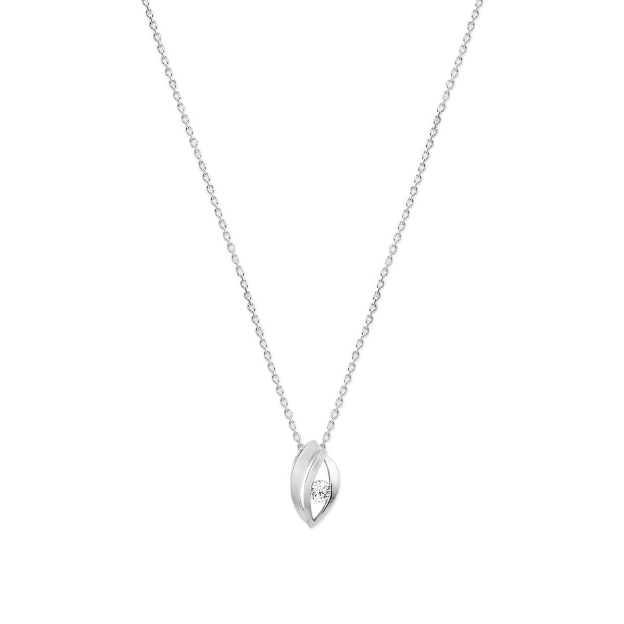Zilver collier zirkonia poli/mat 41+4cm