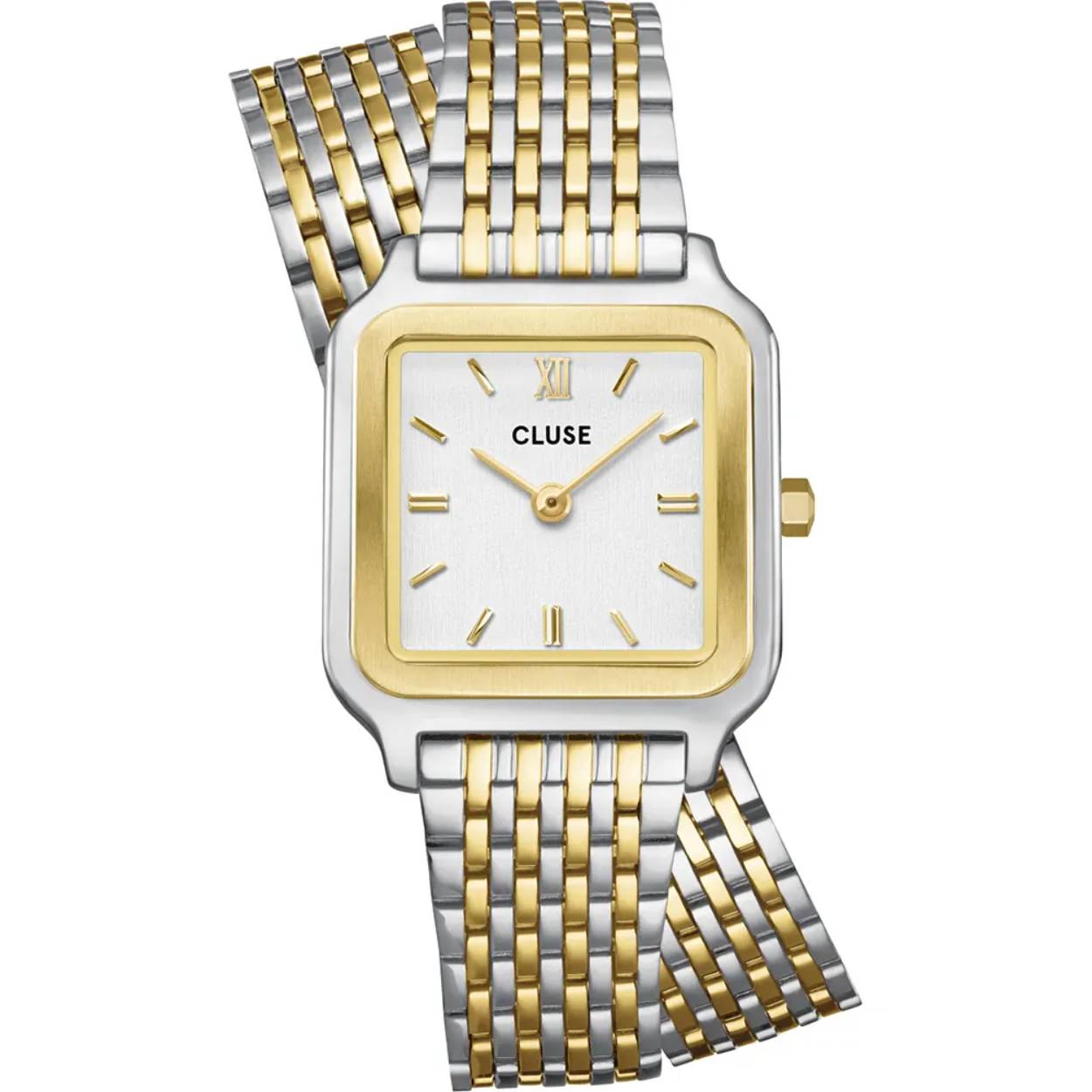 CLUSE  Gracieuse Petite Watch Double Steel, White, Bicolor.

Dit Cluse horloge heeft een kast gemaakt van Roestvrijstaal met een diameter van 24 mm en is voorzien van een metalen band. In de kast bevindt zich een Seiko Instruments Inc. kwaliteitsuurwerk en is afgewerkt met Mineraalglas.

Het horloge is 5ATM. Dit betekent dat het horloge geschikt is om mee te douchen. Verder wordt het horloge geleverd met 2 jaar garantie.