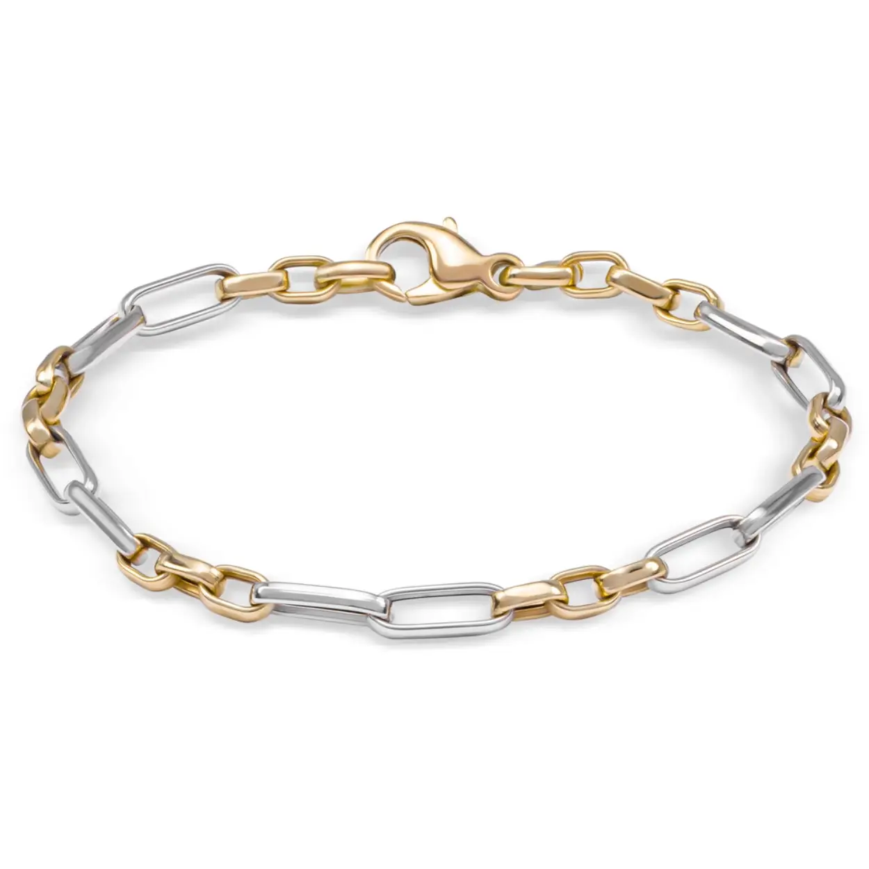 gouden armband, fantasie ovalen bicolor 19cm