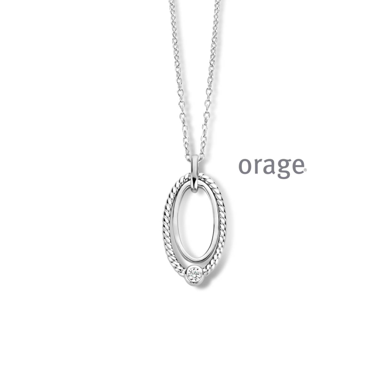 Zilveren ketting (42 + 3 cm) met hanger van het merk Orage
Bijhorende oorringen en ring ook verkrijgbaar