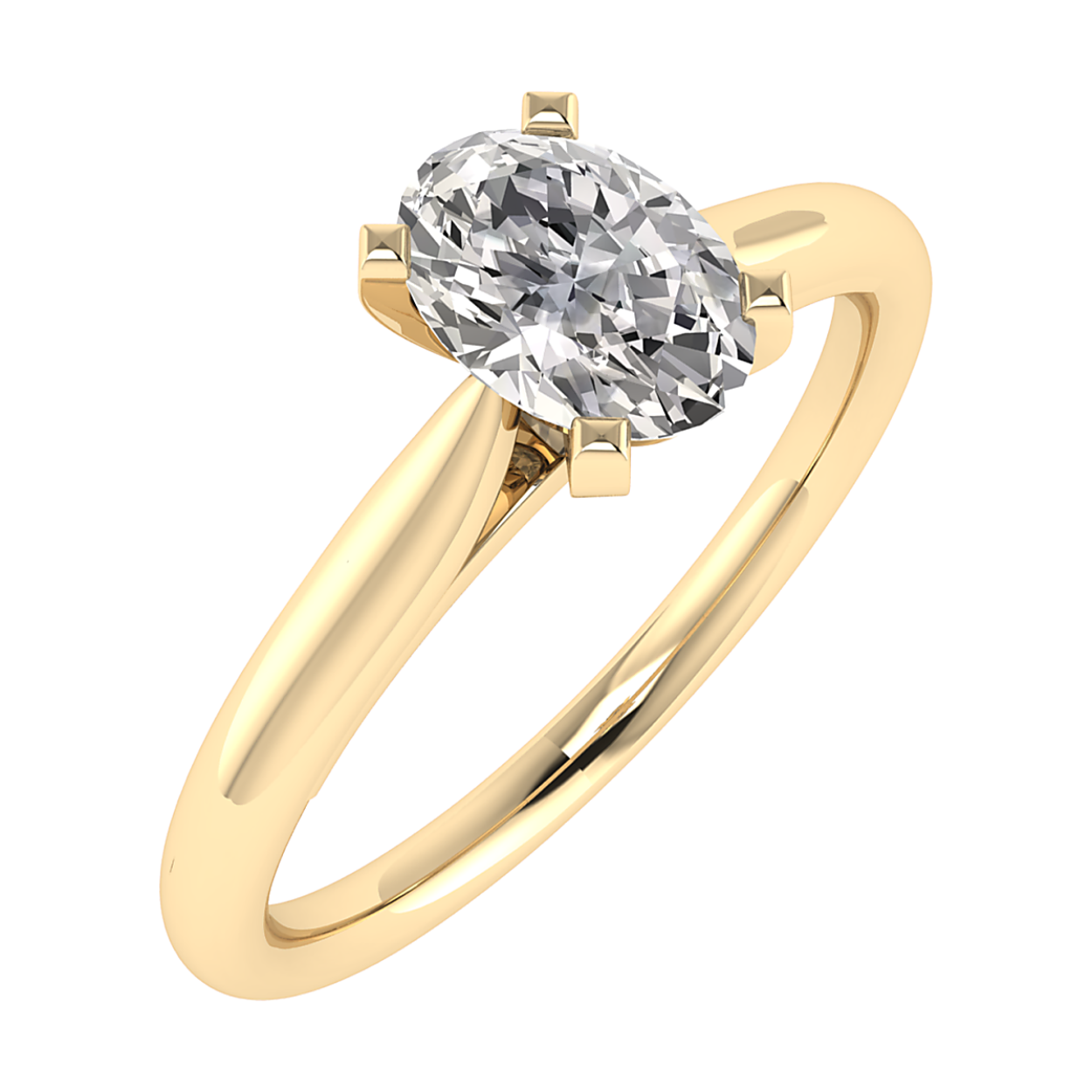 18k geelgouden diamanten ring met een ovaal diamant. 0.18 caraat diamant 