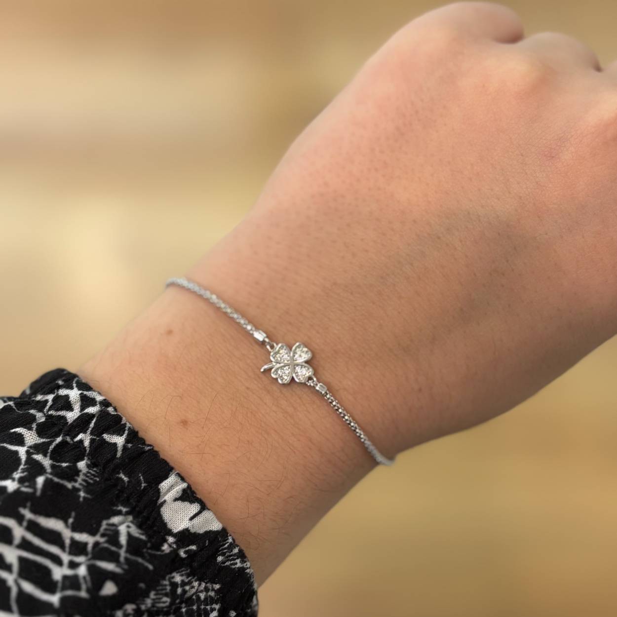 My iMenso ODM "Diabomba Clover with CZ" brac (925/rhod-plated) 17+3cm