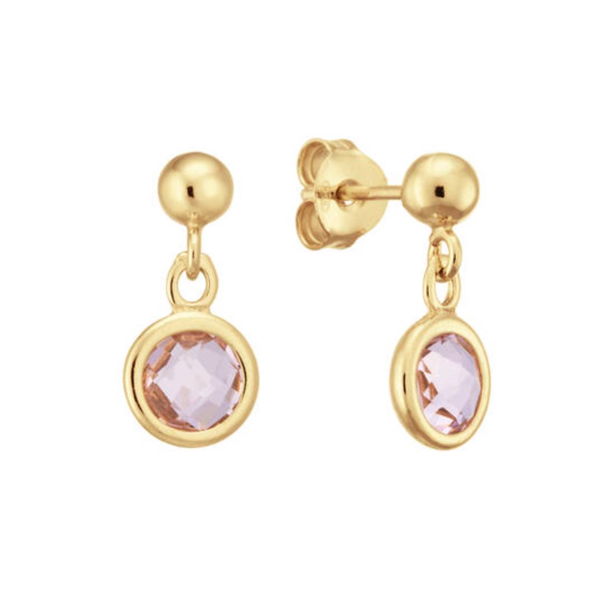 Zilver Vergulde Oorhangers met Roze Stenen
