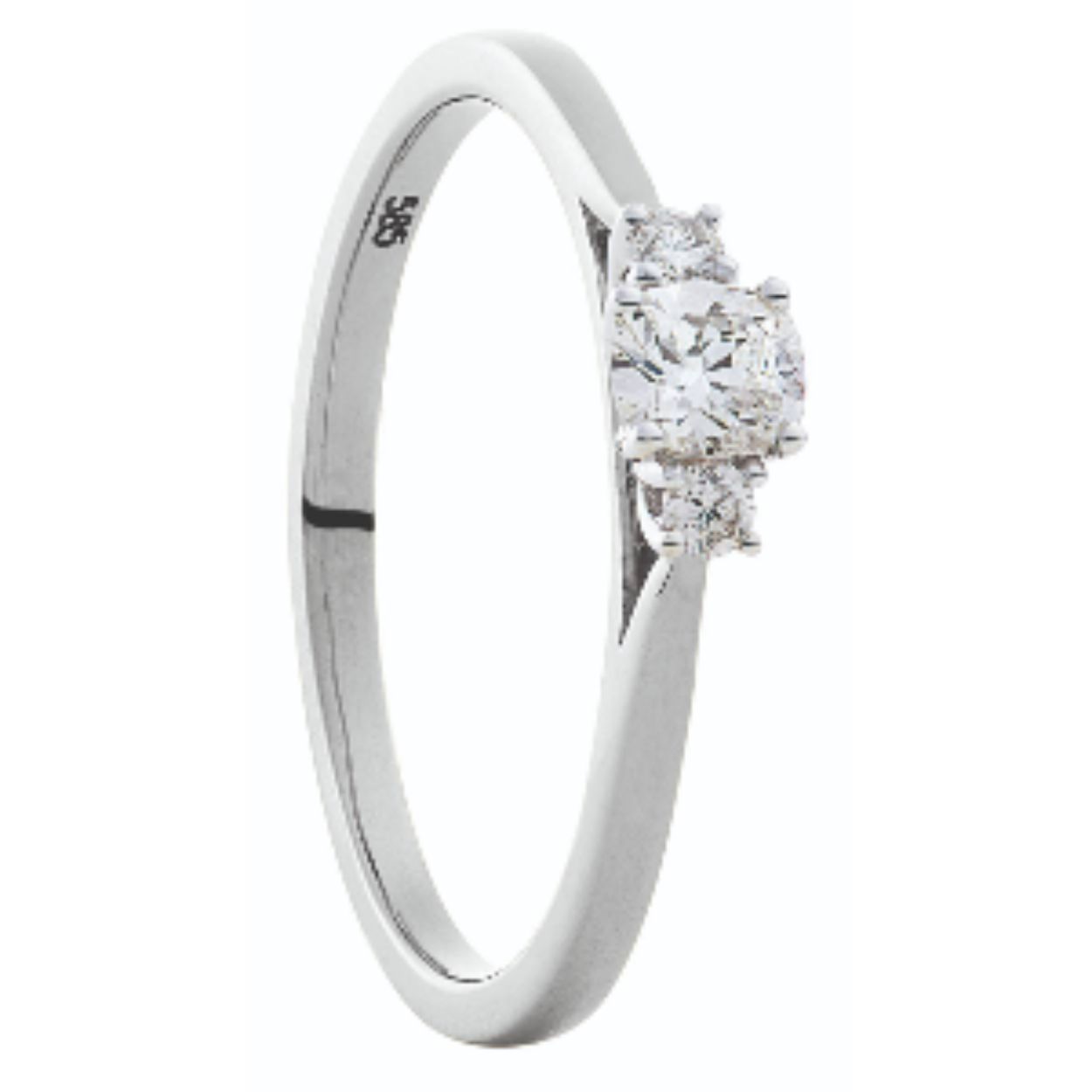 14kt. Wit gouden ring, cushion + briljant 0.25ct TW/Si