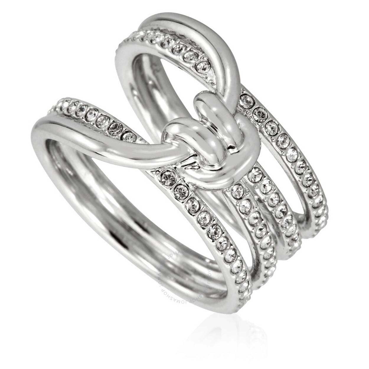 Schitterende ring van Swarovski in de vorm van een oneindige knoop