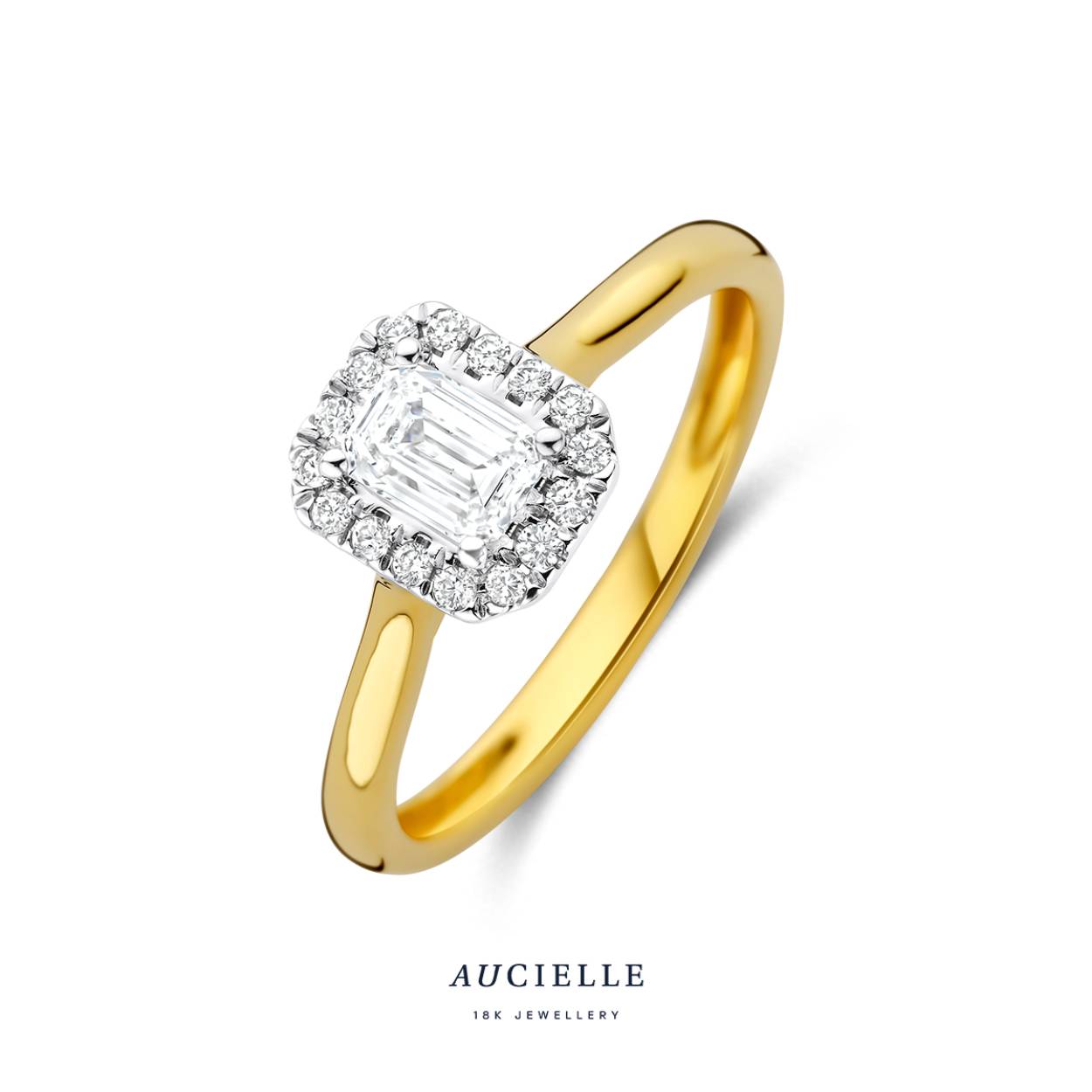 RING GEEL GOUD 18KT MET LABDIAMANTEN