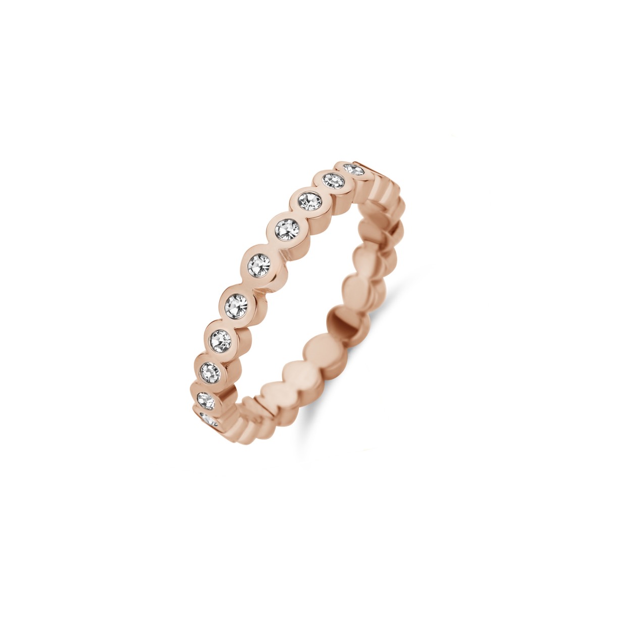 Melano Friends ring Wave Crystal CZ Rose Gold Plated