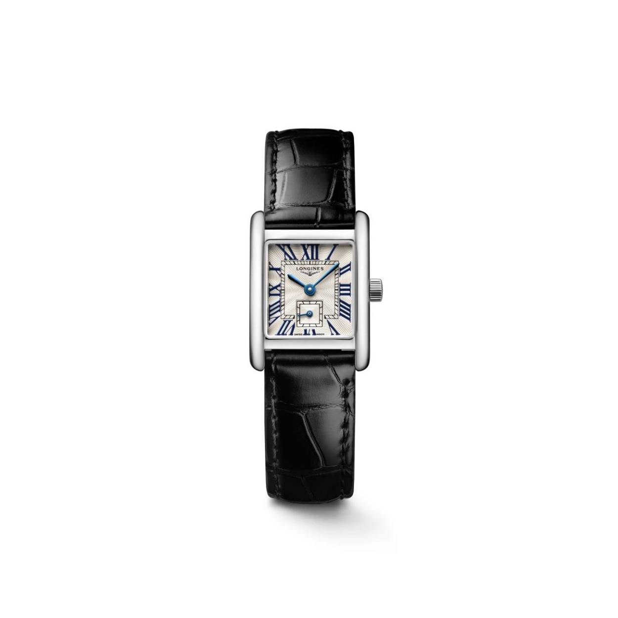 Dit Longines horloge behoort tot de DolceVita collectie.
Referentienummer: L5.200.4.71.2

De Longines is voorzien van een kaliber L178 uurwerk. De kast is gemaakt van roestvrij staalen de zwarte band is gemaakt van alligator leer. Het horloge heeft een diameter van 29 x 21,5 mm en is getest op een waterdichtheid van 3 ATM. Het horloge heeft een krasbestendig saffierglas met meerdere lagen anti-reflecterende coating aan beide zijden