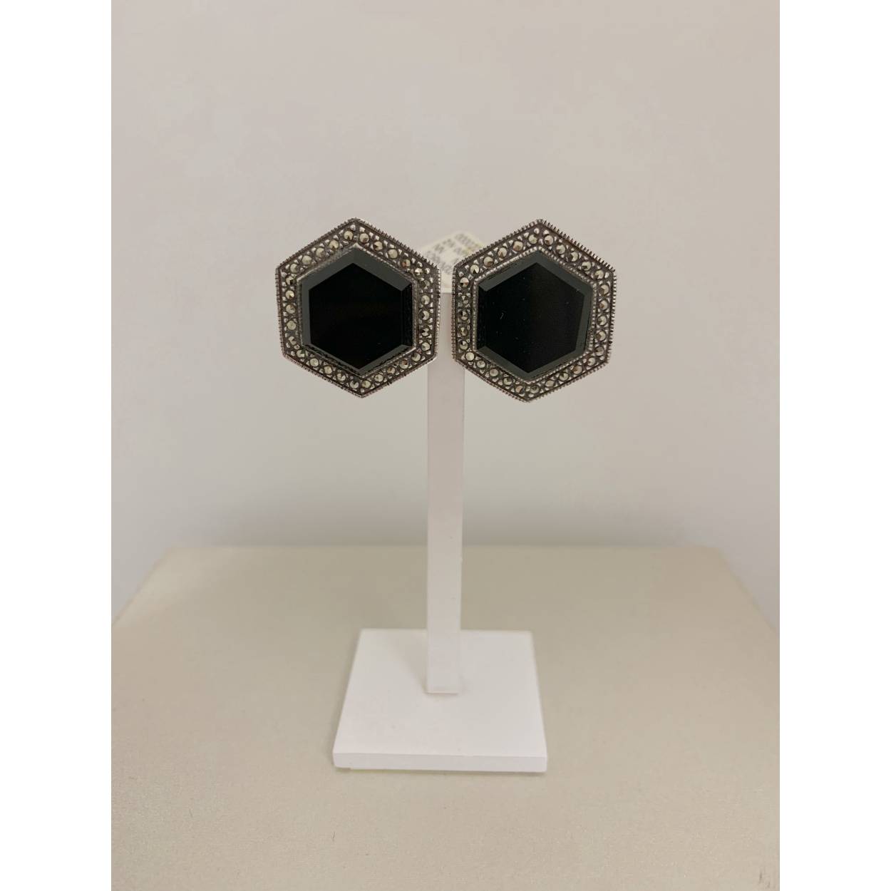 VINTAGE zilveren oorstekers - onyx