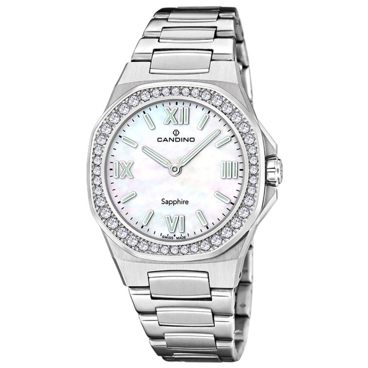 candino dames c4753/1
parelmoer wijzerplaat en bezel bezet met schitterende zirconium steentjes