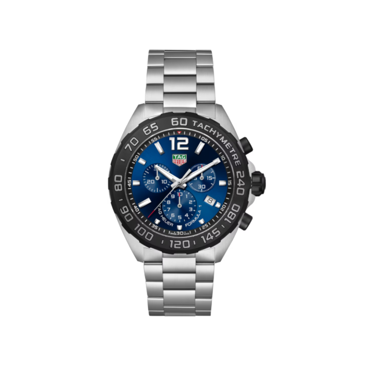 Dit TAG Heuer horloge behoort tot de Formula 1 collectie.
Referentienummer: CAZ101AV.BA0842

Door de perfecte mix van stijl en prestaties te combineren, is deze TAG Heuer Formule 1-chronograaf geschikt voor elke uitdaging. Dit uurwerk van 43 mm combineert een opvallende blauwe sunray-geborstelde wijzerplaat en een slanke stalen band en herneemt een klassiek race-icoon met een moderne twist. De betoverende blauwe wijzerplaat is versierd met drie azuurblauwe subdials, met elke een rode wijzer. De kast van fijn geborsteld staal wordt aangevuld met een zwarte PVD-tachymeterring, die een harmonieuze mix van elegantie en sportiviteit biedt. Aangedreven door een betrouwbaar quartz uurwerk en gekoppeld aan een veerkrachtige stalen armband met drie rijen, is dit horloge geschikt voor het snelle leven.