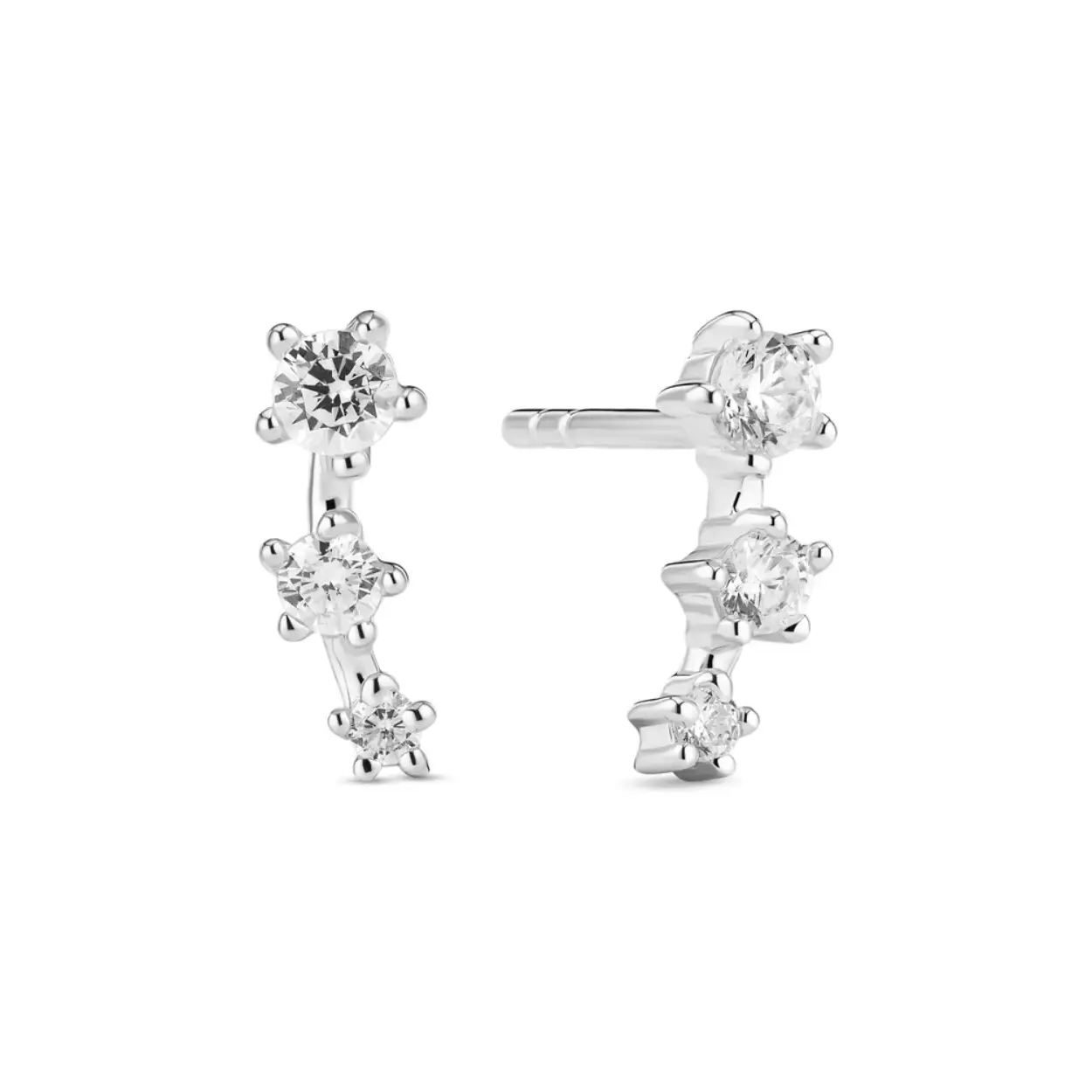 EARRINGS LUCENTE TRE RHODIUM PLATED, WITH WHITE ZIRCONIA.