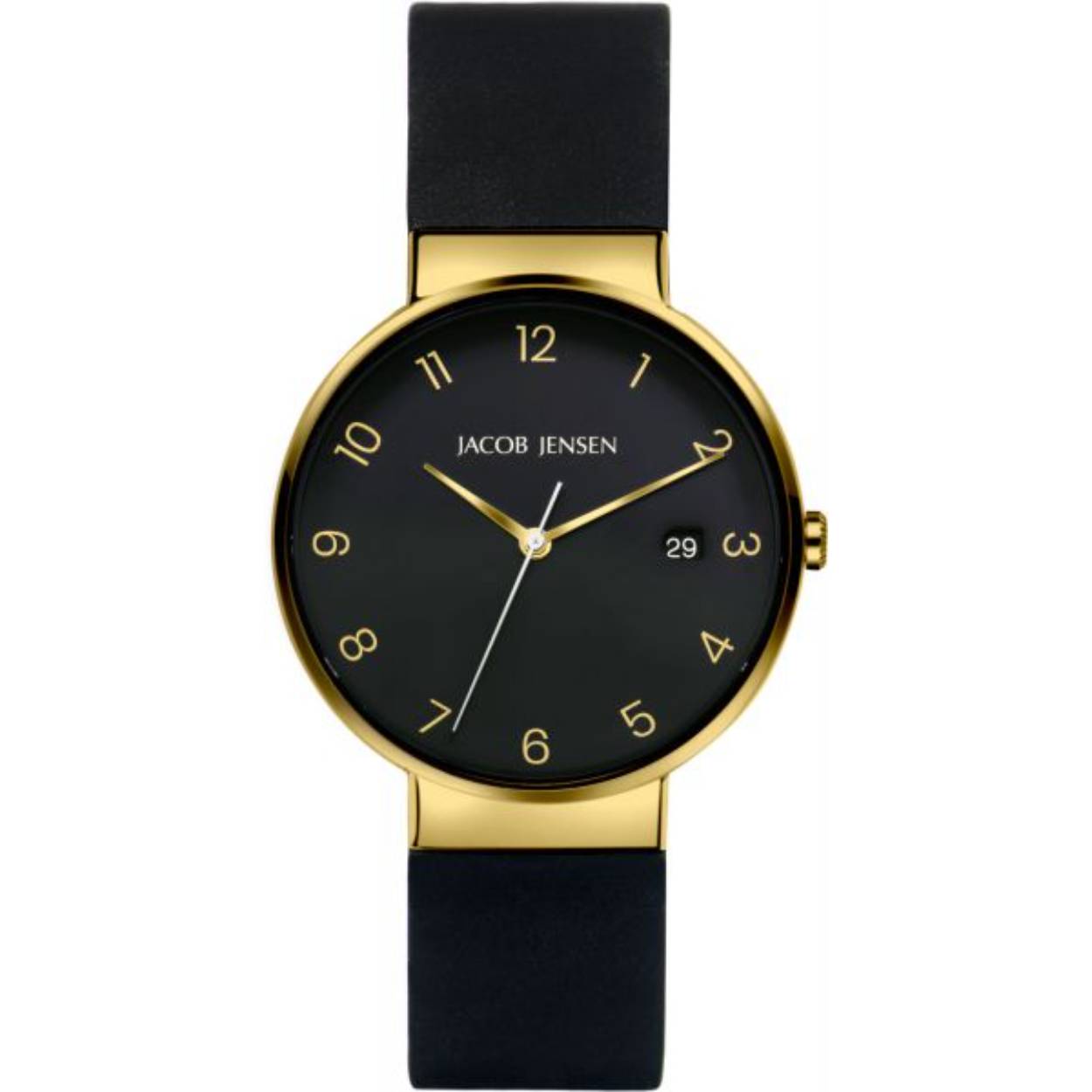 Dit is een horloge van het merk Jacob Jensen gemaakt voor heren.
De specificaties zijn als volgt:
Kastmaat: 37
Kastdikte: 7,5
Bandlengte: 21
Bandbreedte: 18
Waterdichtheid: 5 ATM / 50 Meter / 165 Feet
Dit horloge heeft de volgende functies/eigenschappen:
Datumaanduiding