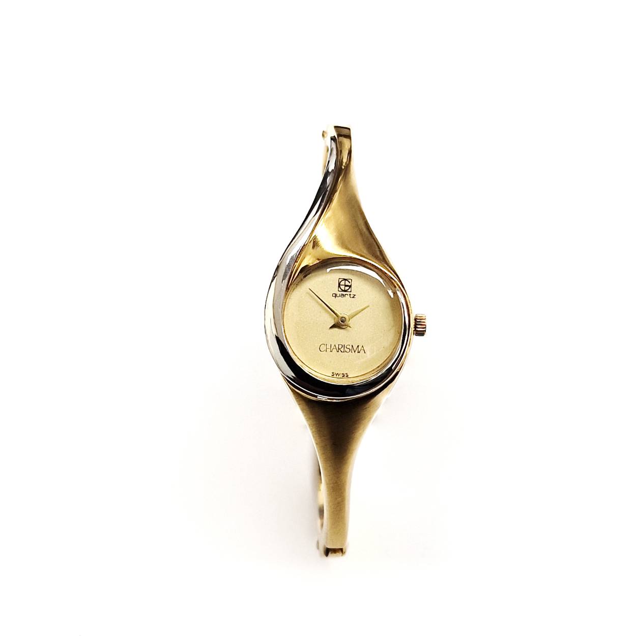 Uniek bicolor gouden horloge, bangle