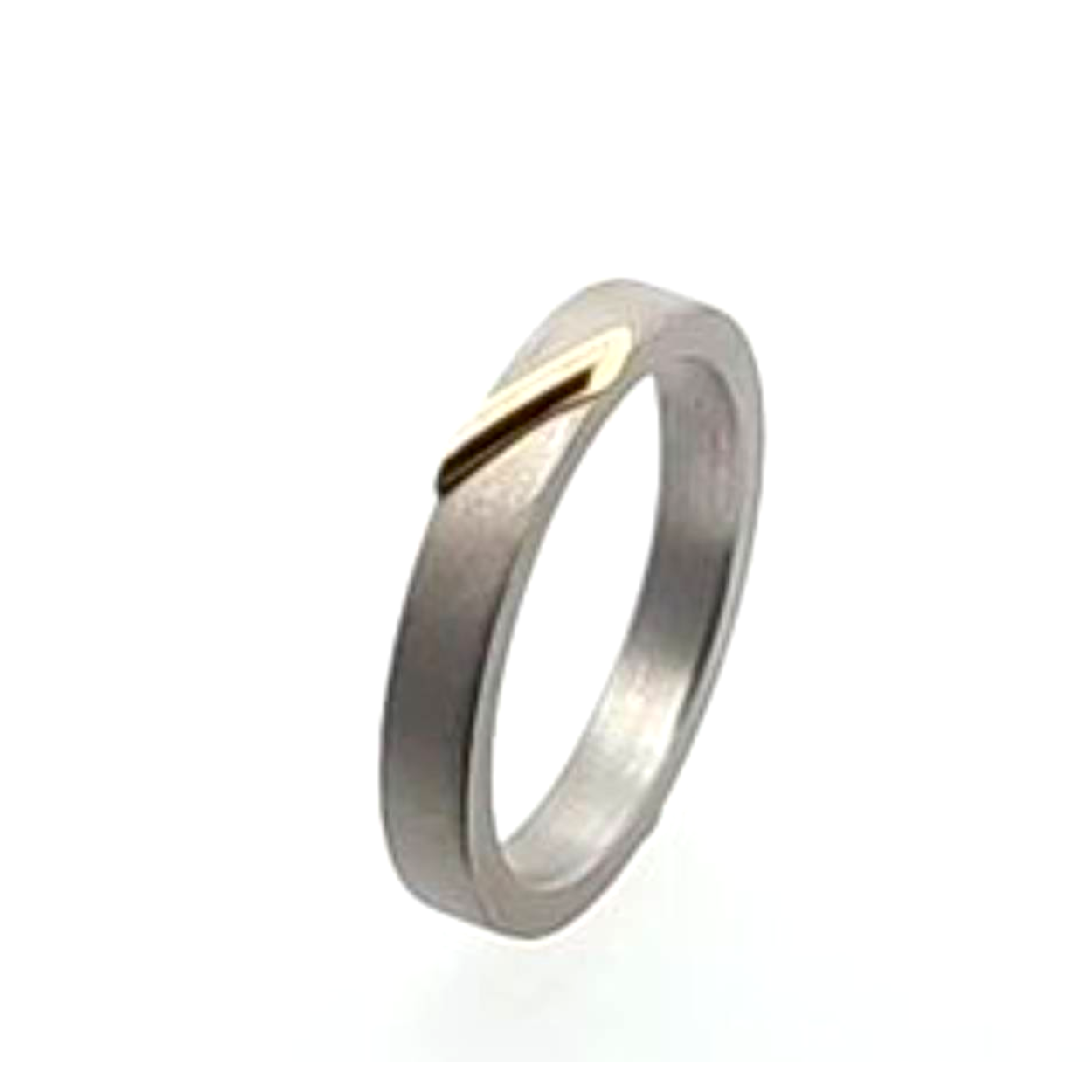 titanium ring met gouden diagonale draad