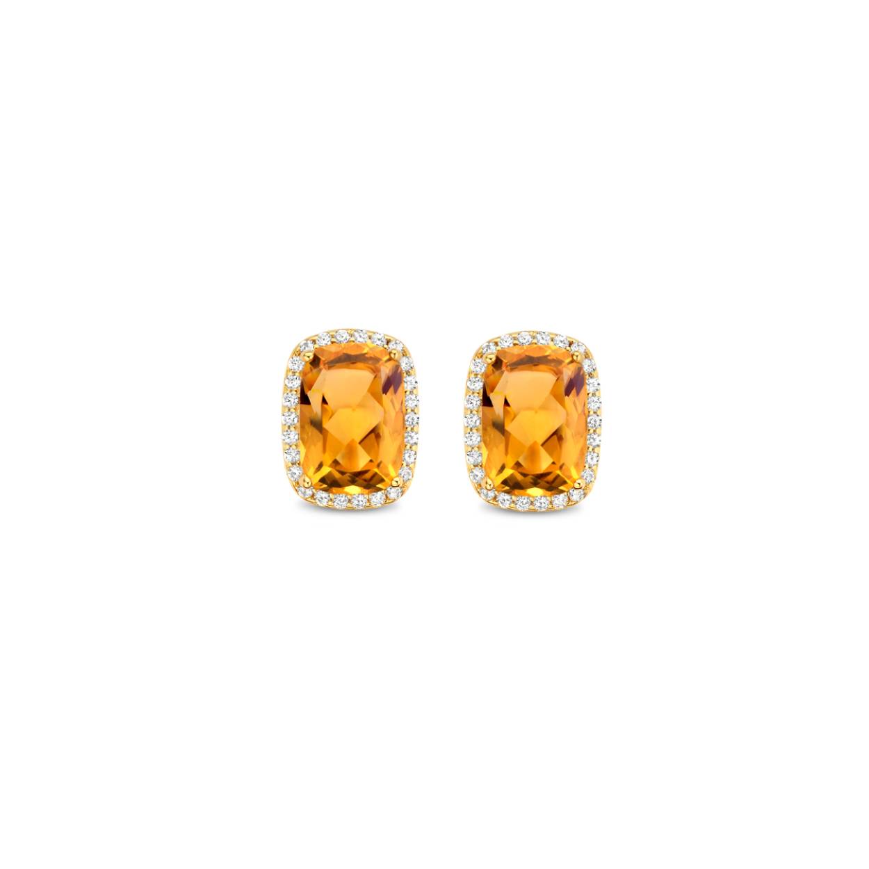 Zilveren vergulde oorringen met citrine + zirconium Naiomy Silver