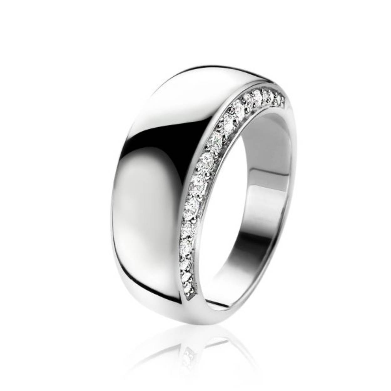 Mart Visser by ZINZI zilveren ring glad wit