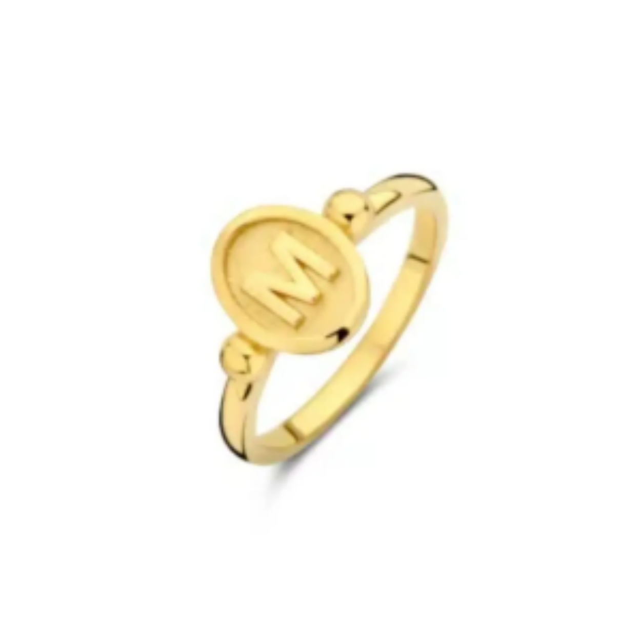 14 krt goude ring Ovalia met een B, foto is een voorbeeld, andere letters mogelijk