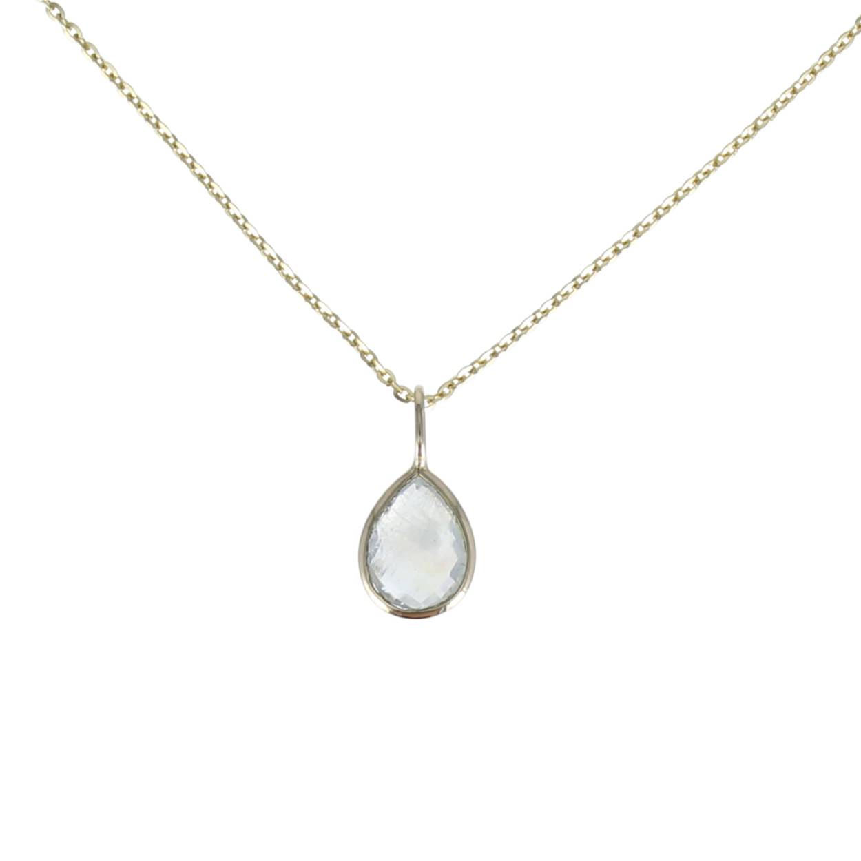 pendant 14kt geel goud
druppel facet in bezel zetting
