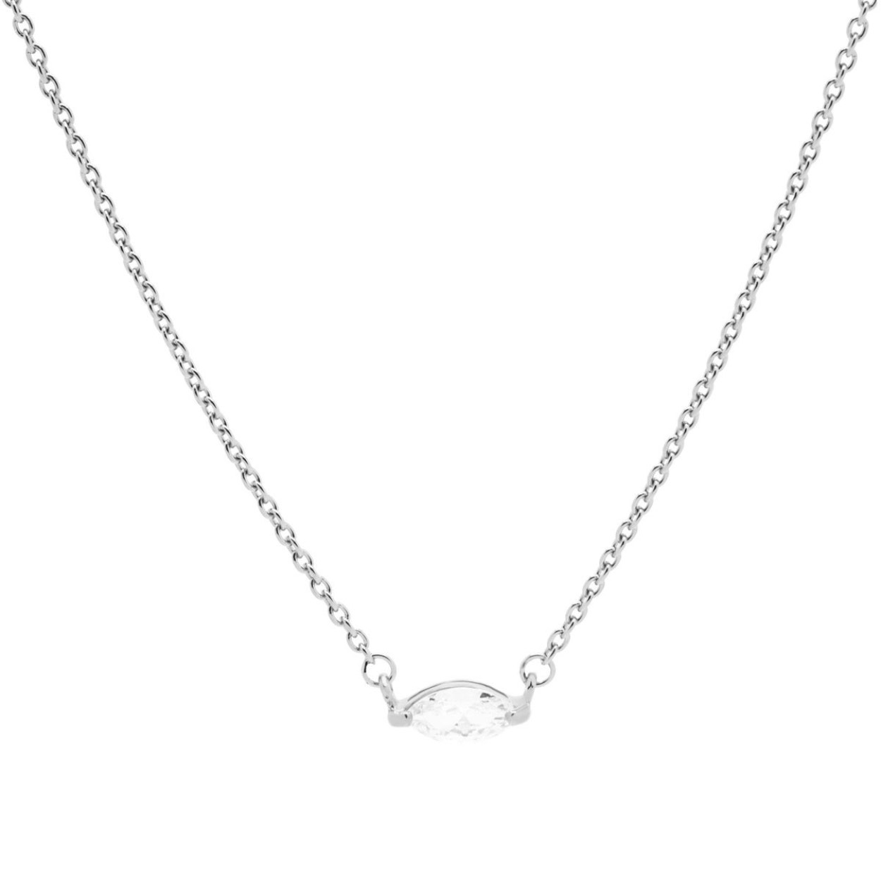 Karma colier zirkonia ovaal zilver