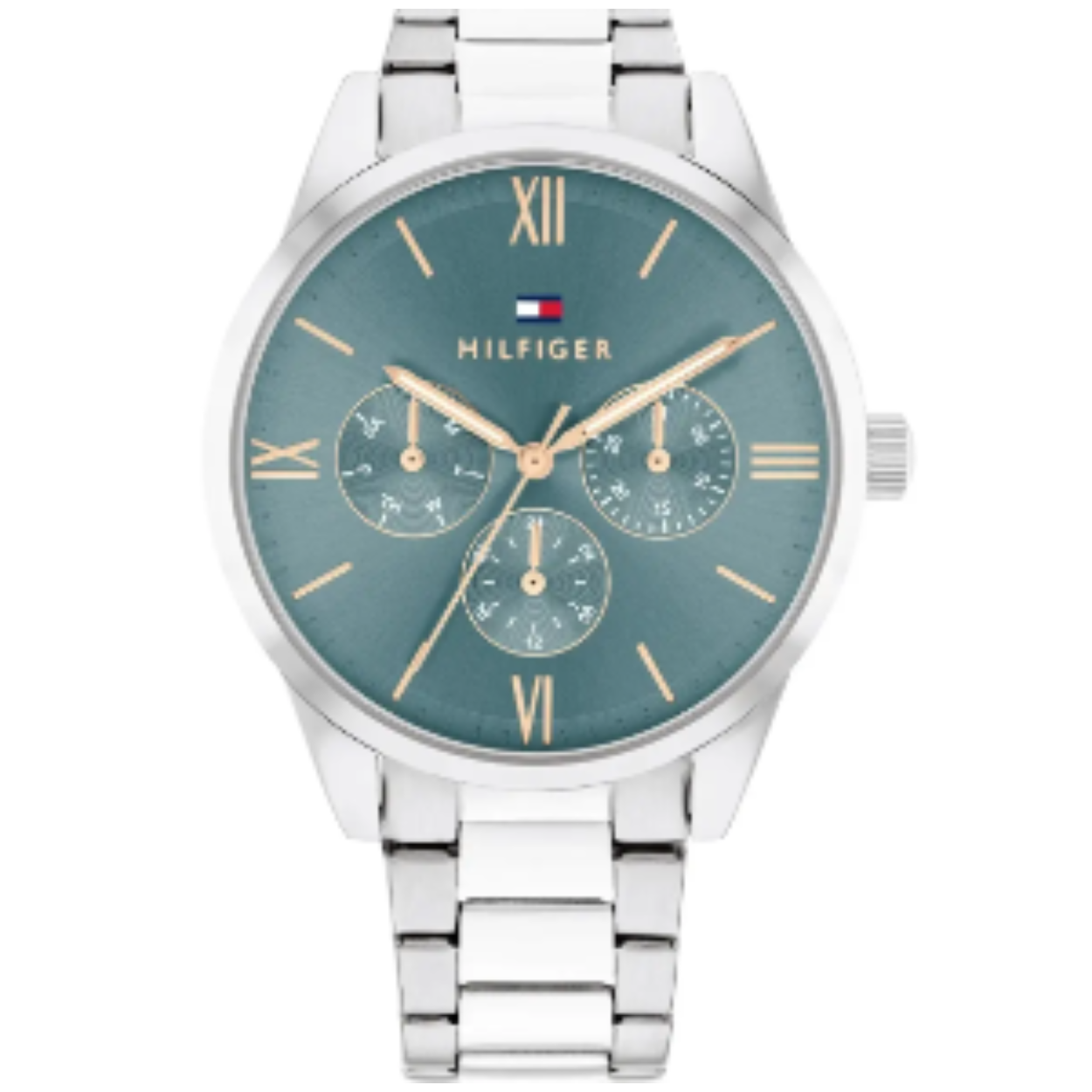 Tommy Hilfiger TH1782745 Horloge Dames Staal Zilverkleurig 38mm
Dit specifieke horloge van Tommy Hilfiger uit de Camille serie met artikelnr: TH1782745 is een luxe horloge die zeker niet in je collectie mag ontbreken. Het stalen dameshorloge heeft een ronde zilverkleurige kast met een gladde bezel. Het horloge heeft een blauwe wijzerplaat met uren die worden weergegeven met romeinse cijfers. Verder is het horloge multifunctioneel, heeft het dag,-datum en 24-uursaanduiding in een gouden kleur. Het horloge heeft een zilverkleurige verstelbare schakelband, een mineraalglas, een doorsnee van 38mm en is 3ATM.  

Het merk:
Sinds de lancering van het merk in 1985 is Tommy Hilfiger wereldwijd bekend geworden als pionier van de klassieke Amerikaanse coole stijl. Geïnspireerd door de iconische popcultuur en het Amerikaanse erfgoed. De dames en herencollectie van dit seizoen bestaan uit minimalistische silhouetten en rustieke lederen details. De herenhorlogecollectie biedt iconische uurwerken met roestvrijstalen, lederen en siliconen banden.

Specificaties:
- Mineraalglas
- Ronde kast 38mm
- Zilverkleurige horlogekast
- Blauwe wijzerplaat
- Zilverkleurige schakelband
- Multifunctioneel
- 3ATM