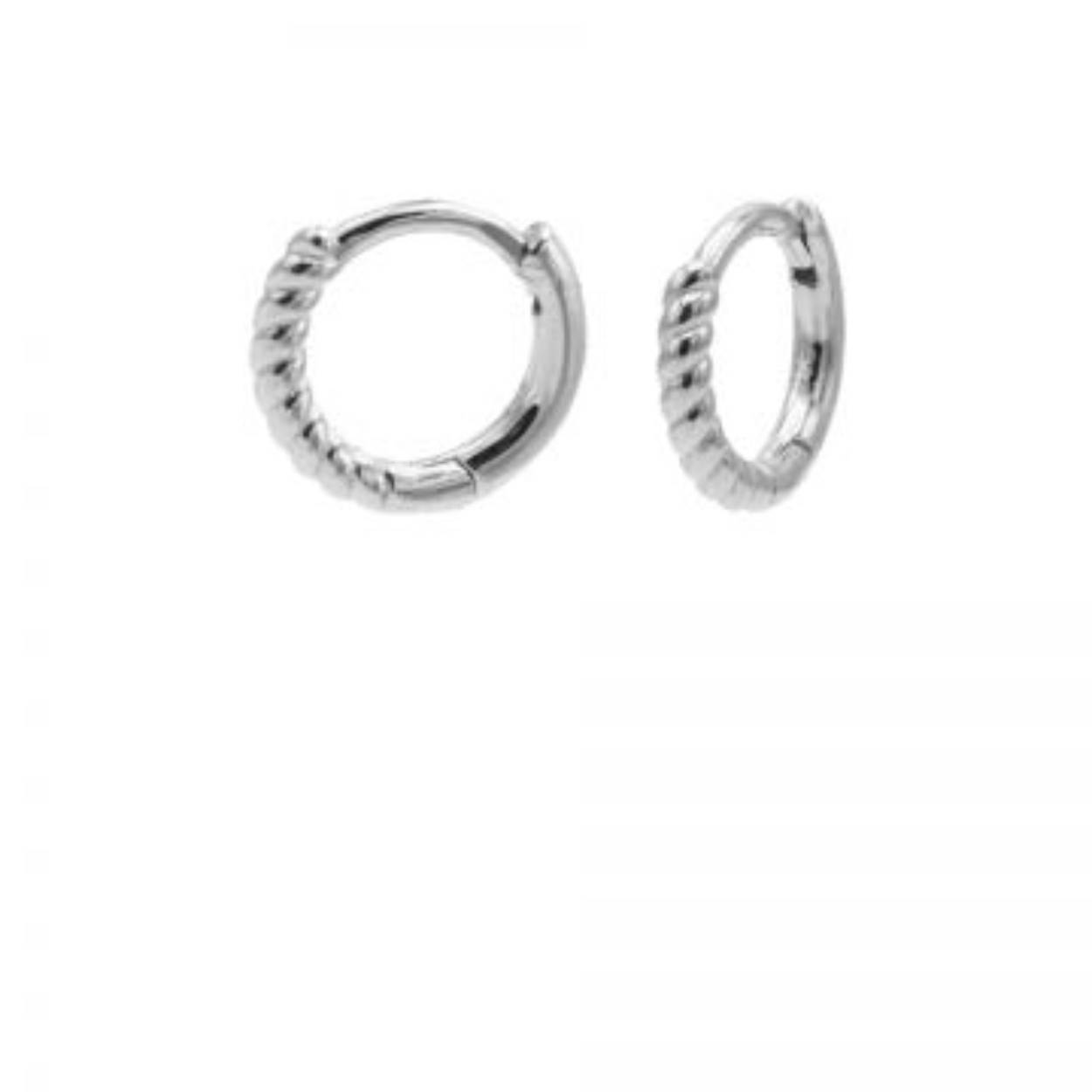 Plain Hinged Hoops Half Twisted 12MM Silver