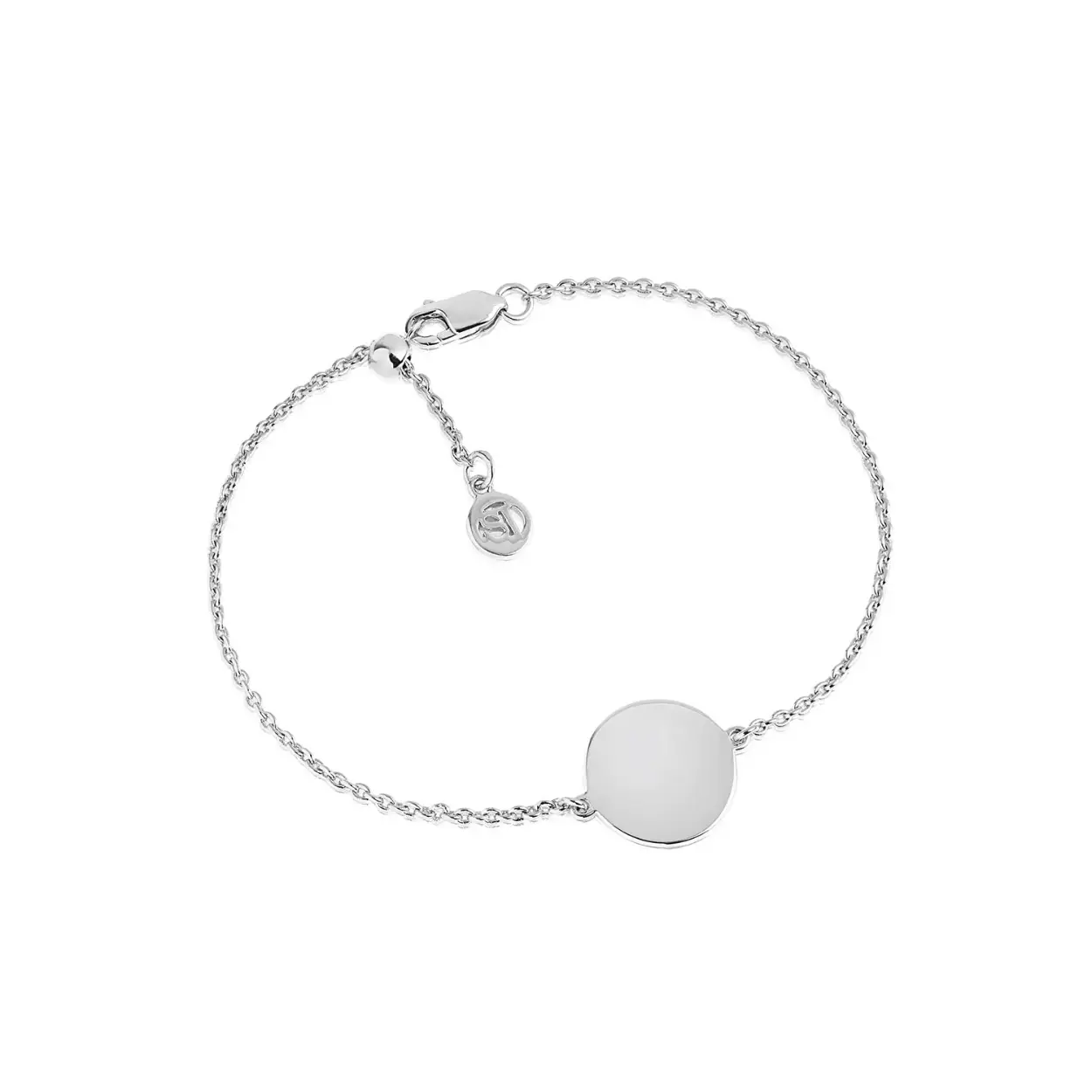 Bracelet made of 925 Sterling silver with rhodium and polished surface.

Bracelet measurements: Diameter 14 mm