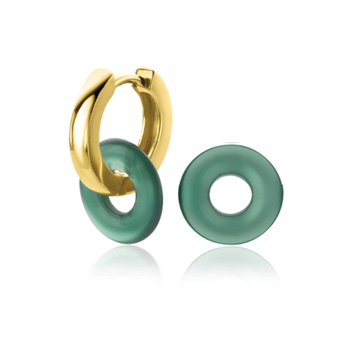 Zinzi creolenhanger groen agaat 12 mm, worden zonder oorringen geleverd.