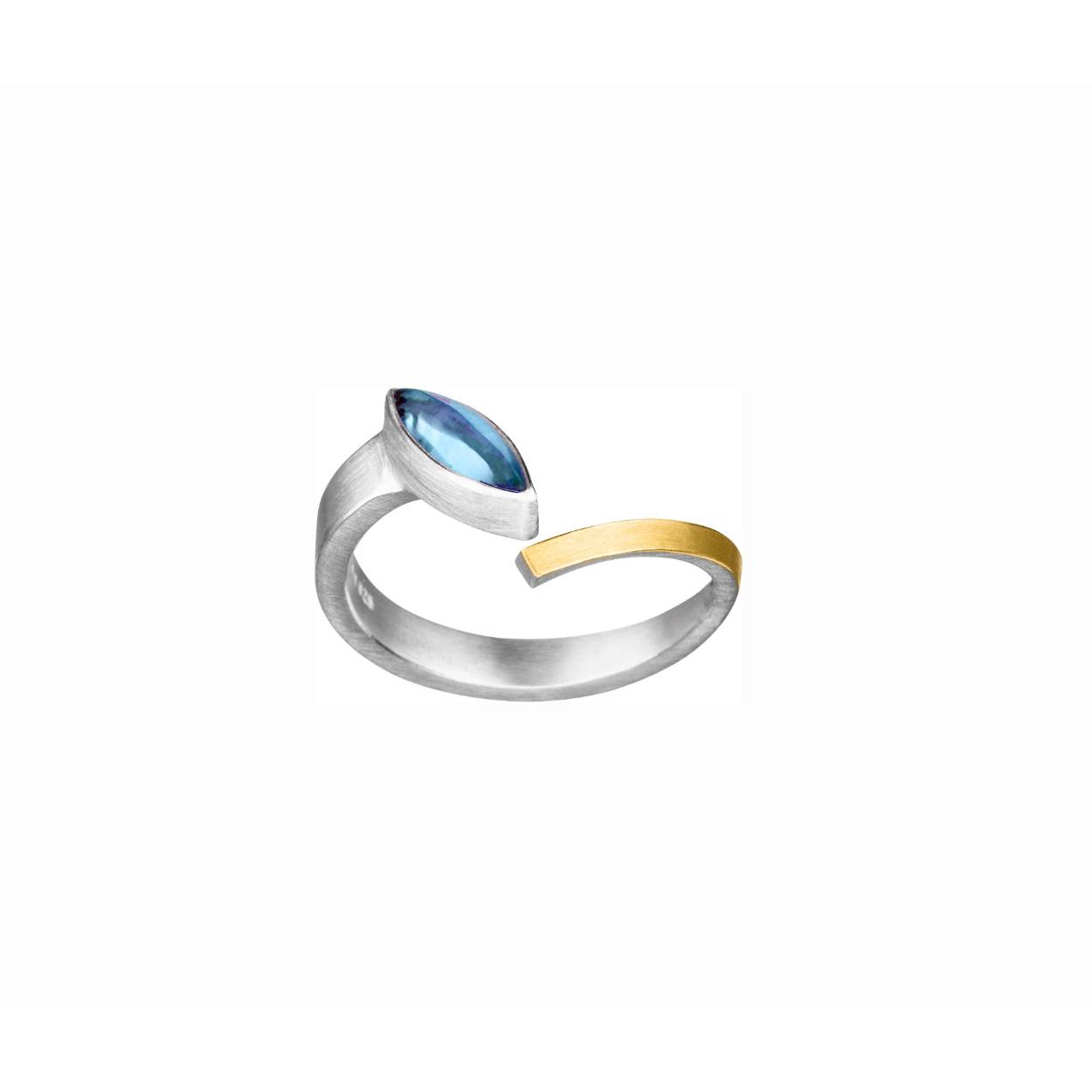Ring zilver/goud met topaas
