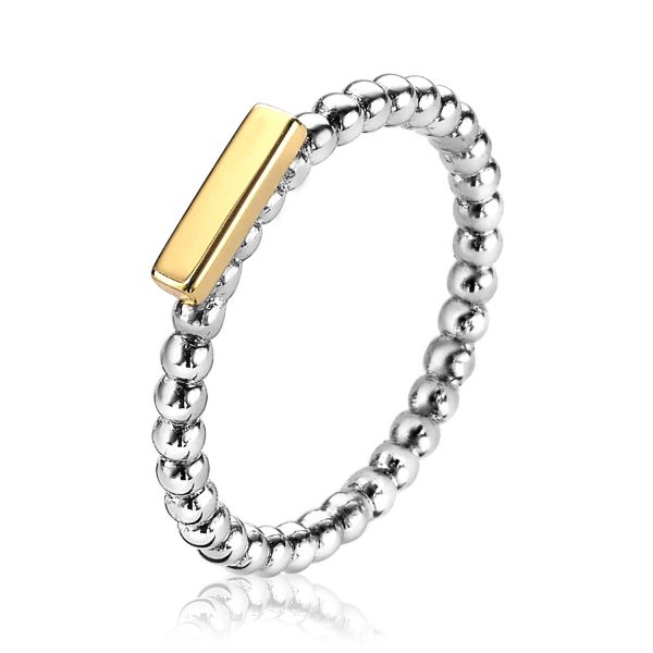 Zilveren ring, vervaardigd van eerste gehalte zilver (925) en voorzien van een extra rhodiumlaag voor een langdurige glans. De ring is deels geelverguld, ook in andere maten verkrijgbaar.

Maat 56