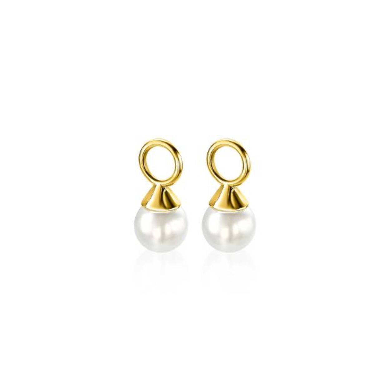 ZINZI gold plated zilveren oorbedels parels wit 6mm 