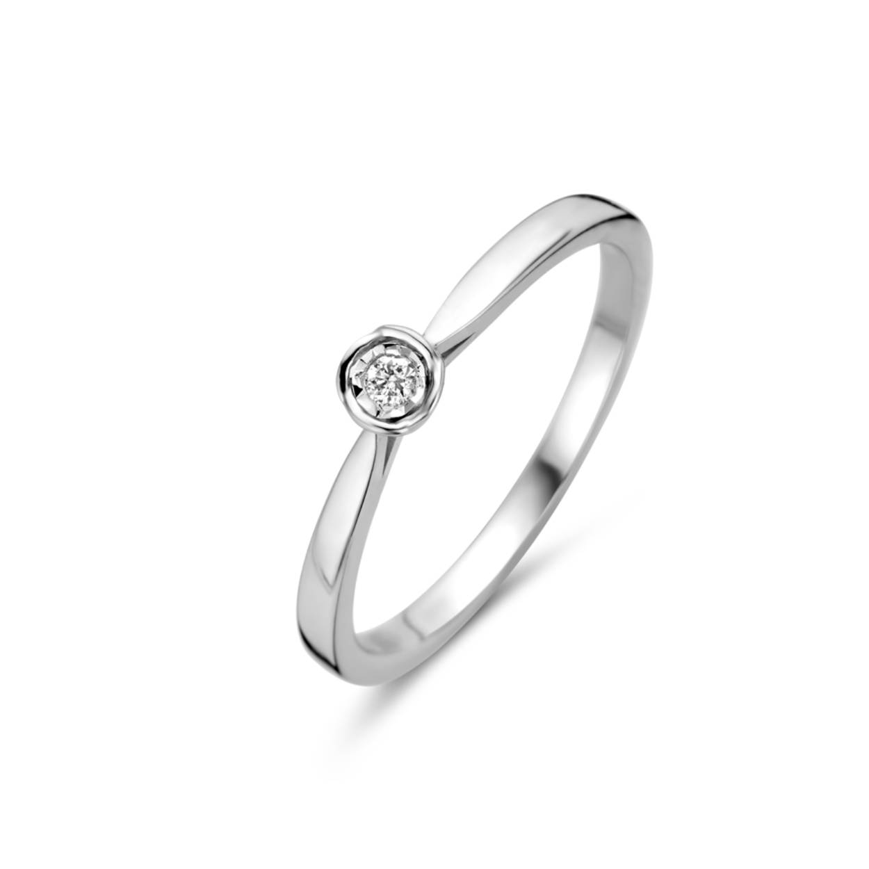 619.110A 
Zilveren aanzoek ring met diamant