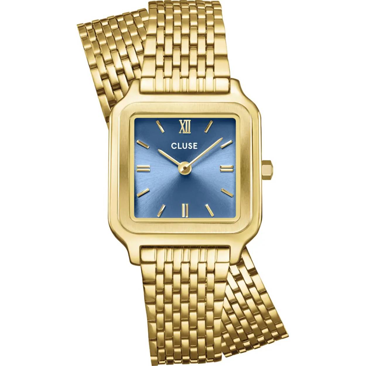 CLUSE Gracieuse Petite Watch Double Steel, Kyanite Blue, GoldColour.

Dit Cluse horloge heeft een kast gemaakt van Roestvrijstaal met een diameter van 24 mm en is voorzien van een metalen band. In de kast bevindt zich een Seiko Instruments Inc. kwaliteitsuurwerk en is afgewerkt met Mineraalglas.

Het horloge is 5ATM. Dit betekent dat het horloge geschikt is om mee te douchen. Verder wordt het horloge geleverd met 2 jaar garantie.