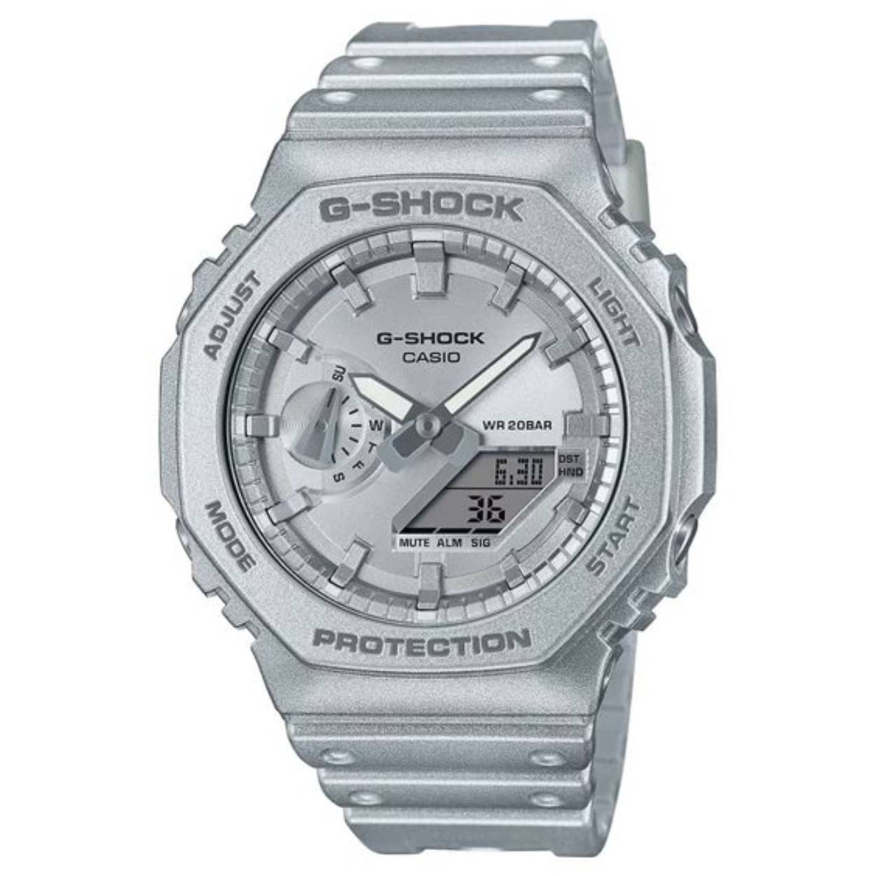 Reis terug naar de toekomst van het verleden met de retrofuturistische G-SHOCK-ontwerpen in metallic zilver. Fantasierijke vintage visies van wat de toekomst zou brengen, worden geprojecteerd in de klassieke DW-5600, de GA-700 en GA-2200 met hun iconische kast, en het achthoekige ontwerp van de GA-2100. De toekomst van weleer in etherisch metallic zilver, rechtstreeks van de pagina's van klassieke sciencefiction, is hier en nu.