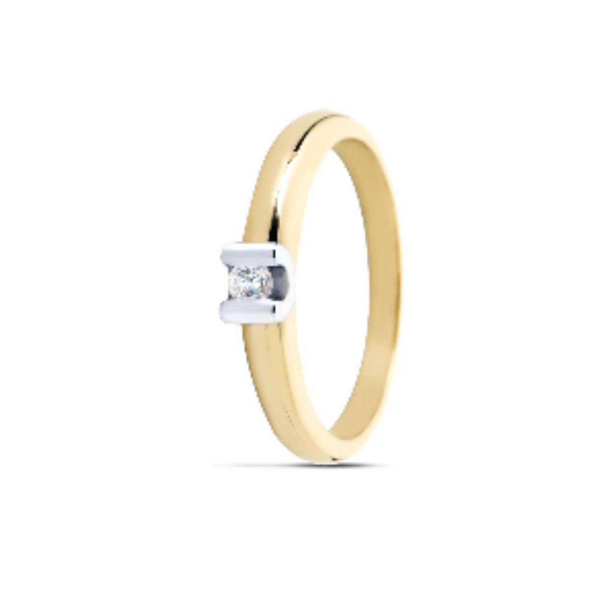 0016M Solitairringgeelgoud met 0.10ct diamant