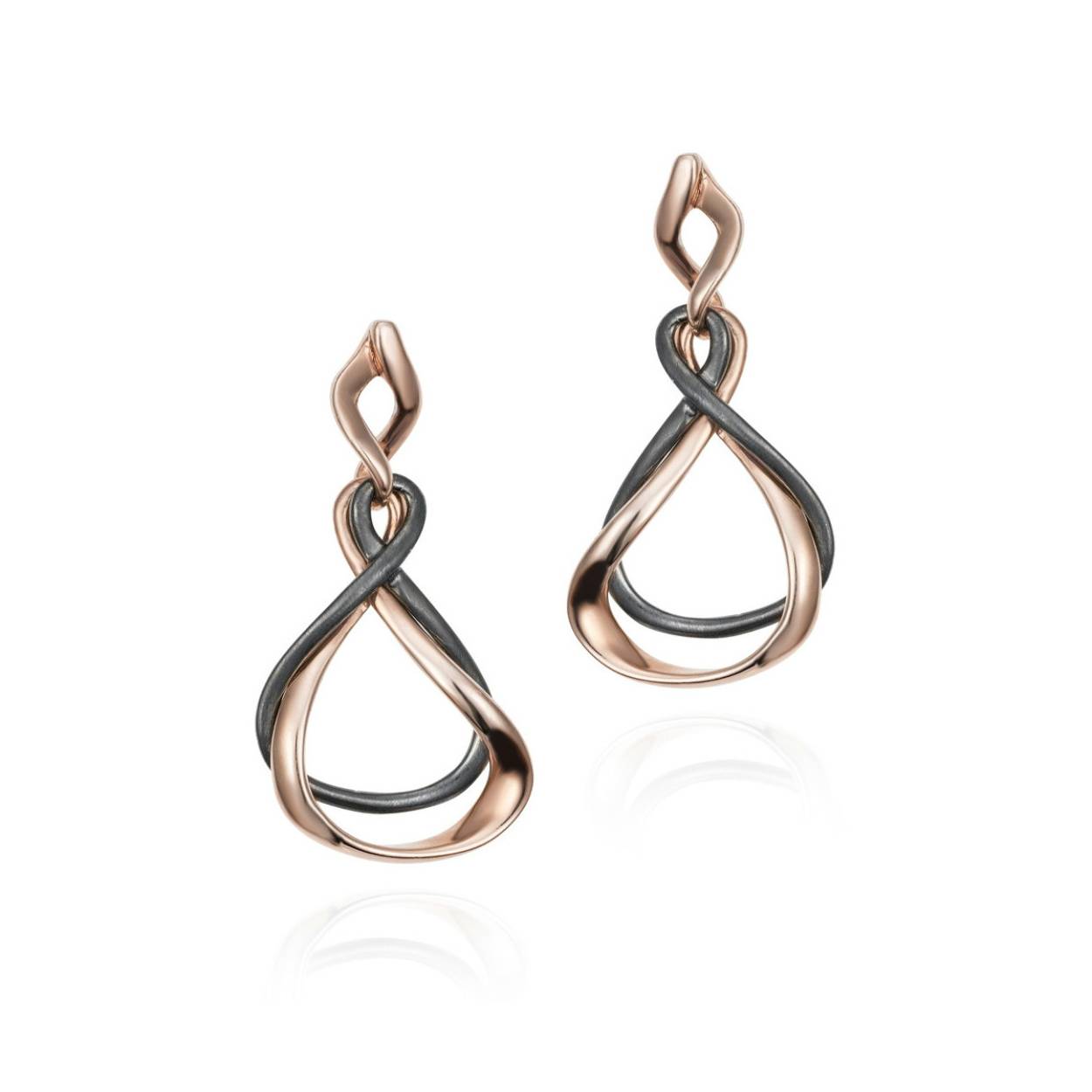 Jorge Revilla oorhangers zilver met 18 krt. rosé goldplated en  black Ruthenium