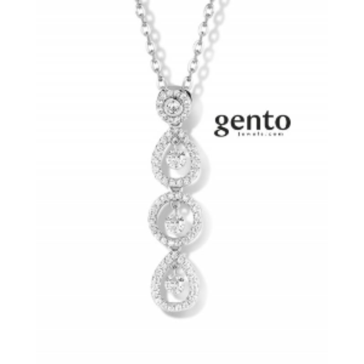 Zilveren ketting (43 cm) met hanger van het merk Gento
De hanger bevat zirkonium en binnenin ook bewegende zirkonia's
Bijhorende oorbellen ook verkrijgbaar