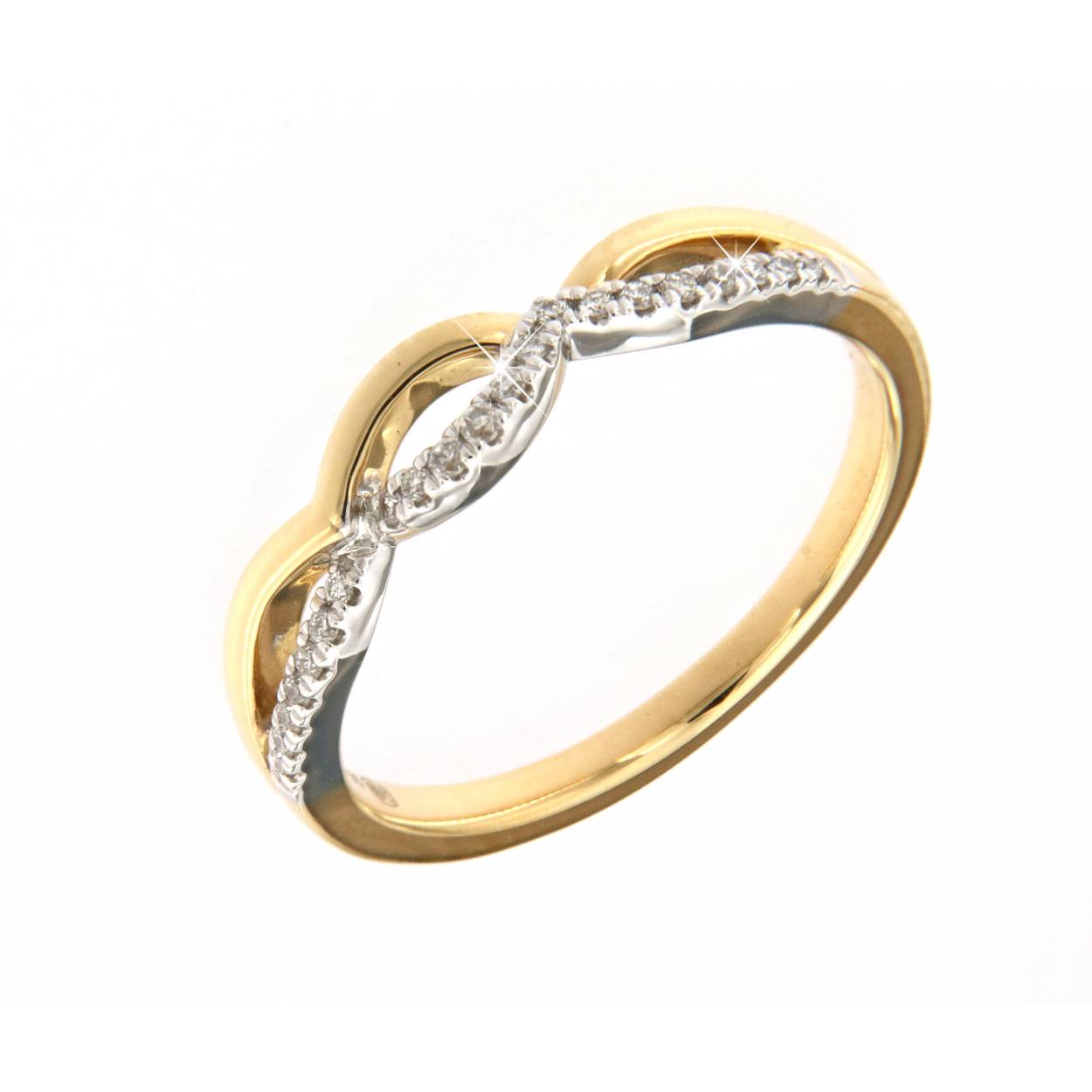 Bicolor ring met 0.1ct briljant