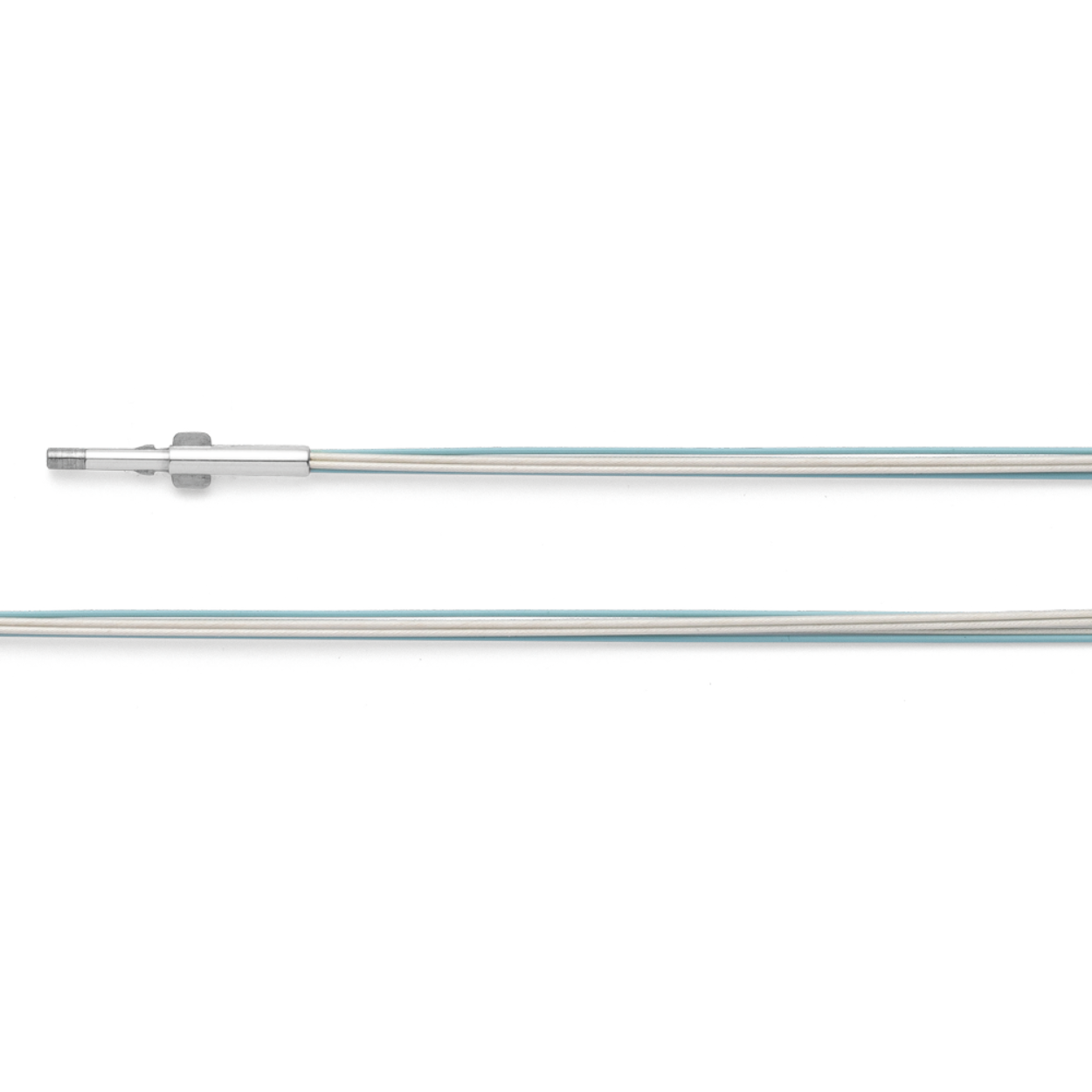stalen Bastian collier, 5 draden 0.5mm zilver/blauw