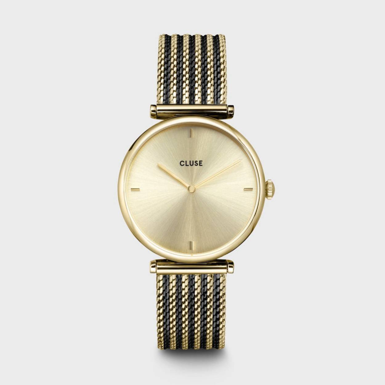 Een chic polshorloge, een sportief horloge of een trendy horloge met verwisselbaar bandje? Bij ons heb je ruime keuze uit de mooiste horlogemerken voor jouw unieke look. Ga voor een horloge dat bij jou past en geniet van jarenlang plezier!

Bij Brandfield vind je de mooiste cluse horloges voor de scherpste prijs, zoals dit Cluse Triomphe Women's Watch CW10401 voor dames.

Het horloge beschikt over een quartz uurwerk. Deze prachtige wijzerplaat is goud en is afgedekt met kwalitatief mineraalglas. De horlogekast is gemaakt van rvs en heeft een diameter van 33 mm. De kleur van deze horlogeband is goud en heeft een breedte van 16 mm. De horlogeband is gemaakt van rvs . Met dit prachtige horloge ben je elke dag op de hoogte van de juiste tijd!