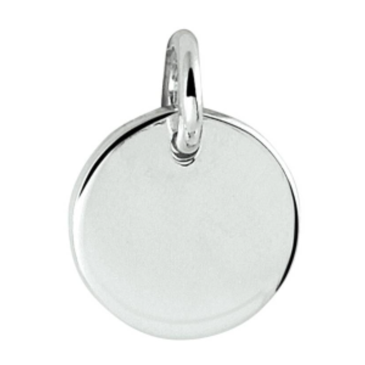 Gerhodineerd zilveren ronde graveerhanger met een stevig hangoog. De hanger heeft een dikte van 1mm.