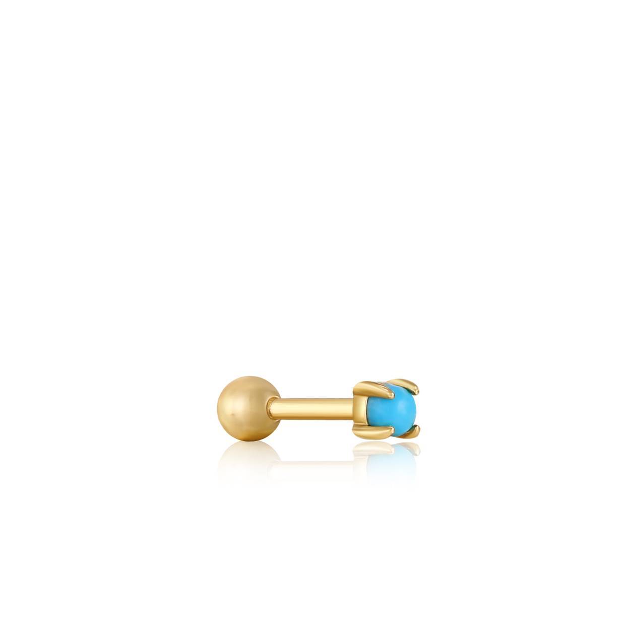 Deze Turquoise Cabochon Barbell Single Earring zijn perfect voor de kleurliefhebber! De piercing uit de Ear Edit-collectie van Ania Haie bestaat uit een prachtige turkoois natuursteen. Mix and match deze piercing met andere items uit deze collectie voor een echte earparty. De piercing kan gedragen worden als oorbel op meerdere plekken in het oor.

Deze oorpiercing wordt per stuk verkocht.