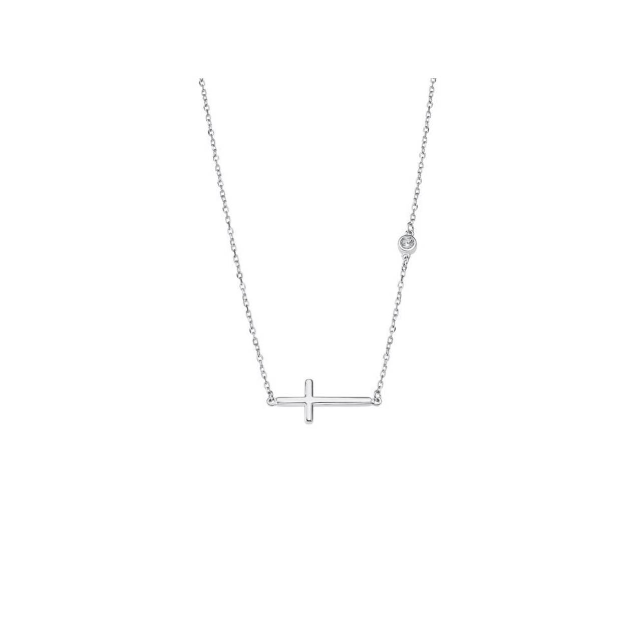Ketting zilver lotus met kruis LP1918-1/1